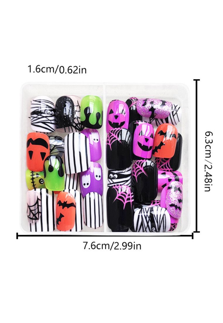 Other Halloween Press on Fake Nails Short Square with Ghost Design Size ONE SIZE - 2 Thumbnail