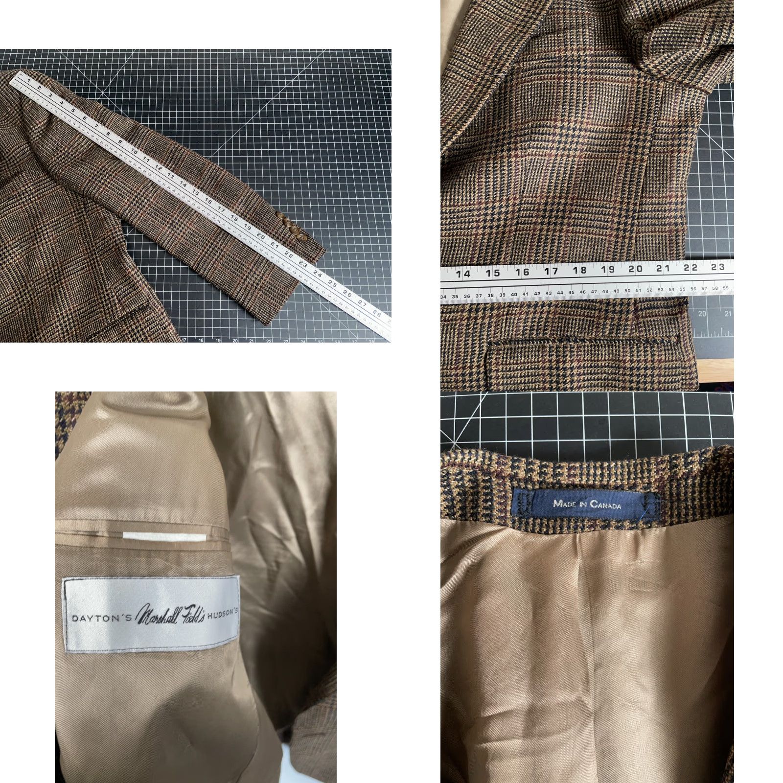 Ralph Lauren VINTAGE Chaps Ralph Lauren Blazer Jacket Single-Breasted Wool Brown Houndstooth 43 Regular Mens True? Size 46R - 8 Thumbnail