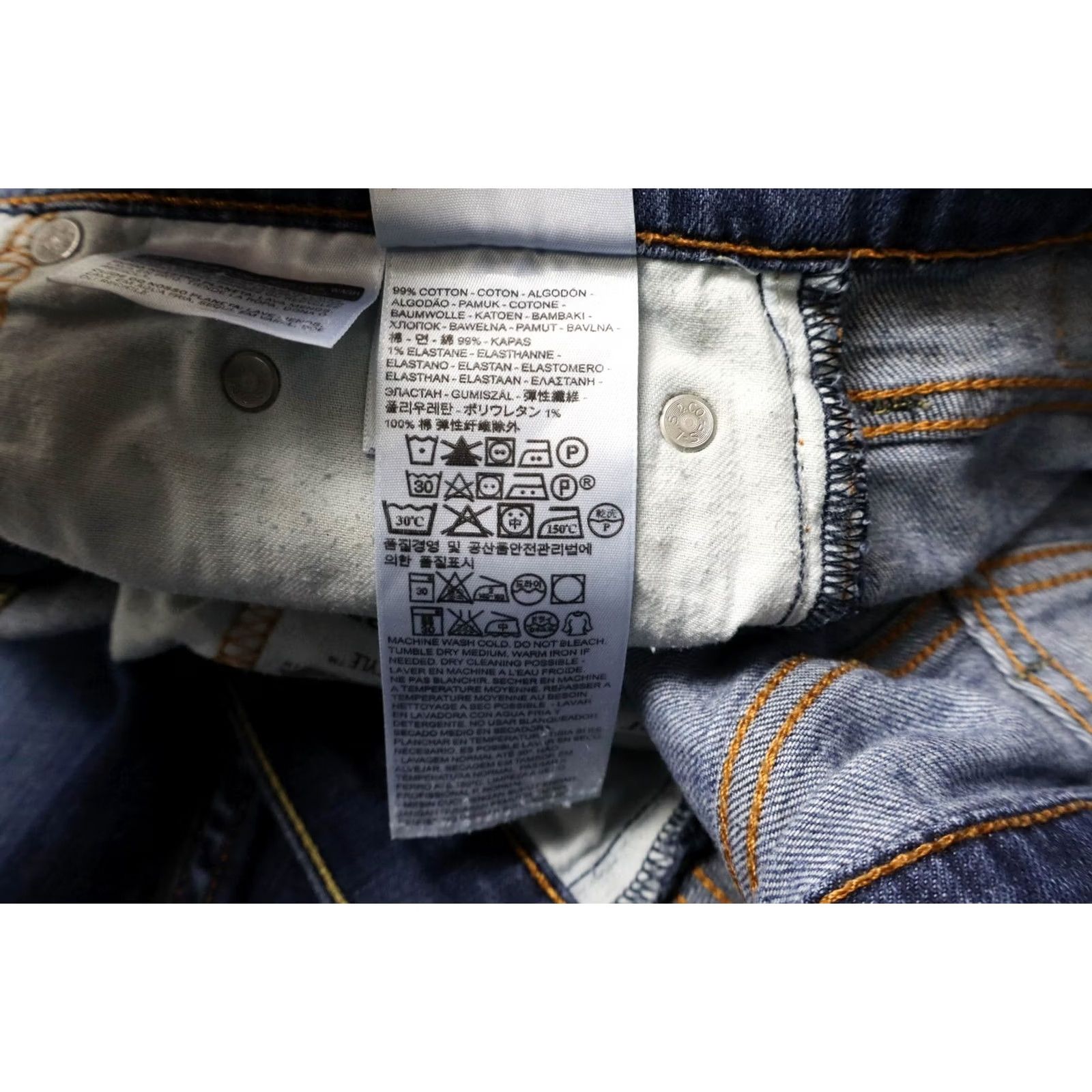 Levi's LEVI'S 504 Jeans Men's W31/L34 Blue Faded Whiskers Stretch Zip Fly Logo Denim Slim 5-Pocket Portable All Seasons Mens Size US 31 - 6 Thumbnail