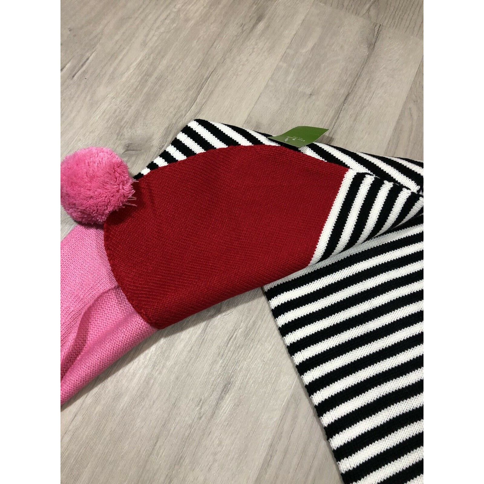 Kate Spade Kate Spade Stripe Pom Pom Scarf Blockcolors Stripe Charm Red Size ONE SIZE - 5 Thumbnail