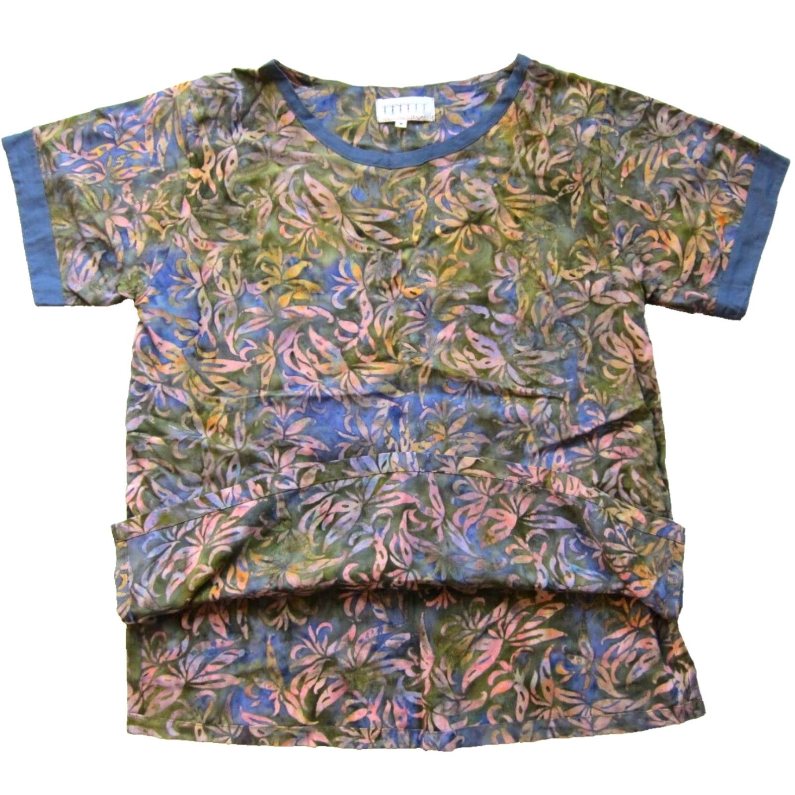 Pinko VINTAGE Many Hands Trading Blouse Shirt Womens M Pink Floral Short Sleeve Rayon Tunic Size M / US 6-8 / IT 42-44 - 5 Thumbnail