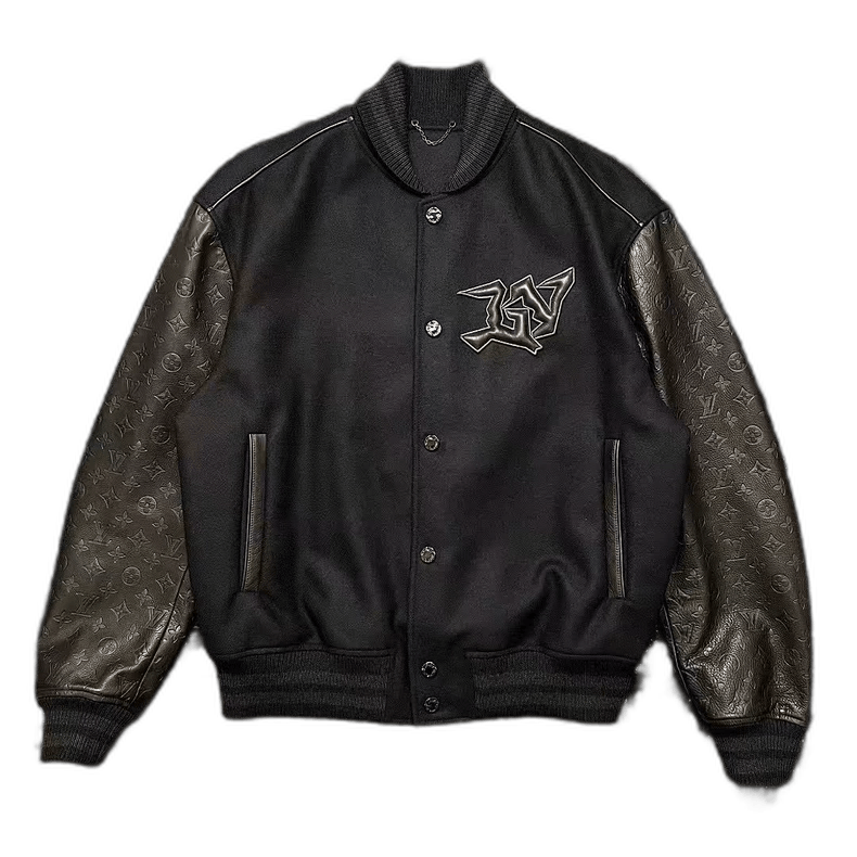 Louis Vuitton Louis Vuitton Black Leather Sleeve Varsity Jacket Size US L / EU 52-54 / 3 - 1 Thumbnail
