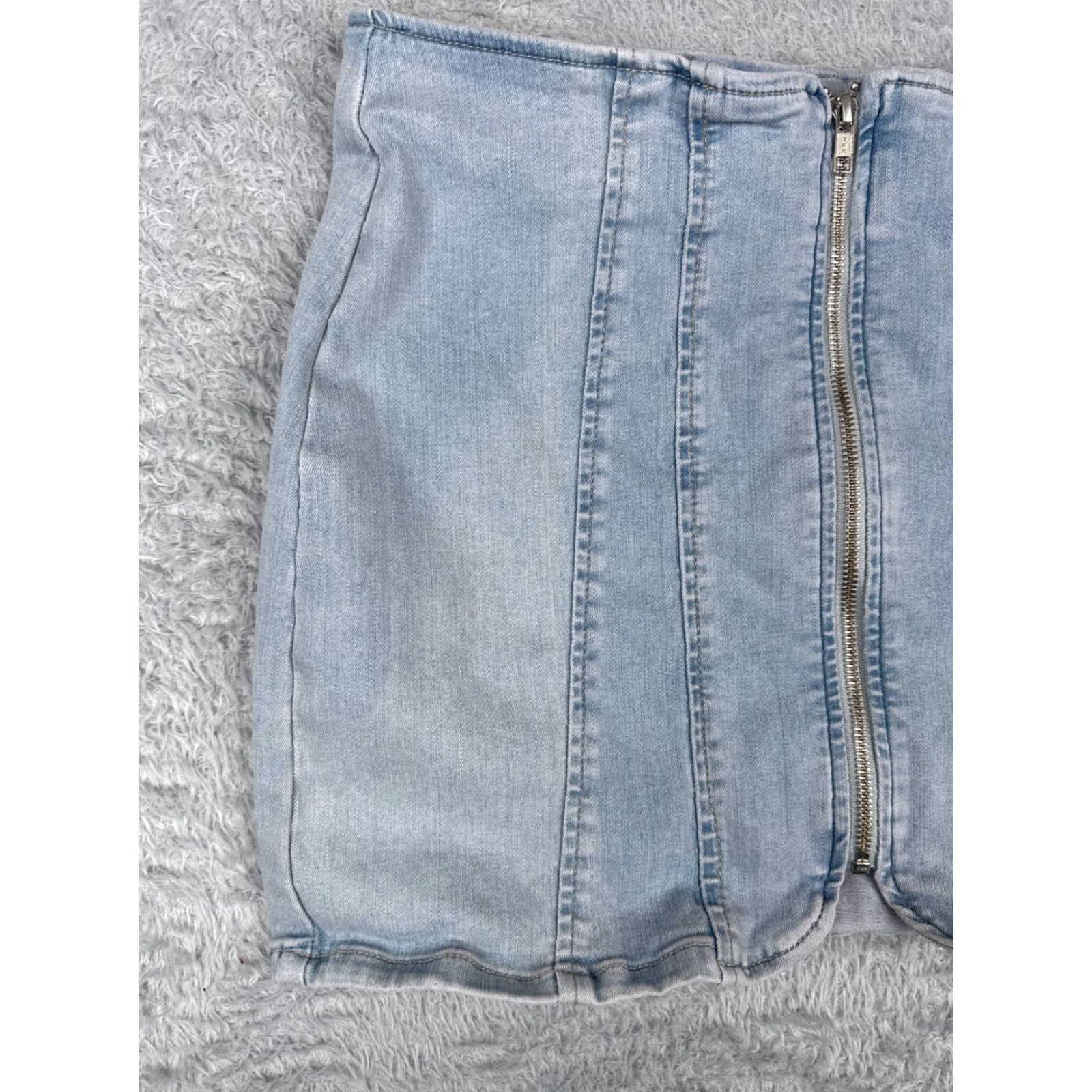 Vintage We The Free Skirt Womens 8 Blue Layla Denim Mini Skirt Cotton Blend Front Zip Size 30" / US 8 / IT 44 - 6 Thumbnail