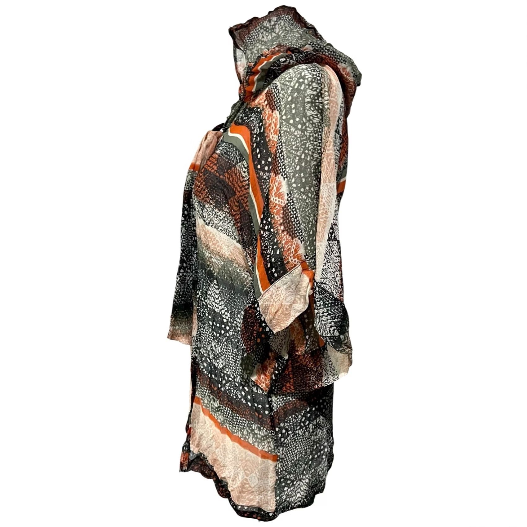 Anthropologie Daughters of the Revolution Anthropologie Blouse Shirt Silk 100% Sheer Top Cardigan Hooded Sz L Womens Multicolor Size L / US 10 / IT 46 - 6 Thumbnail