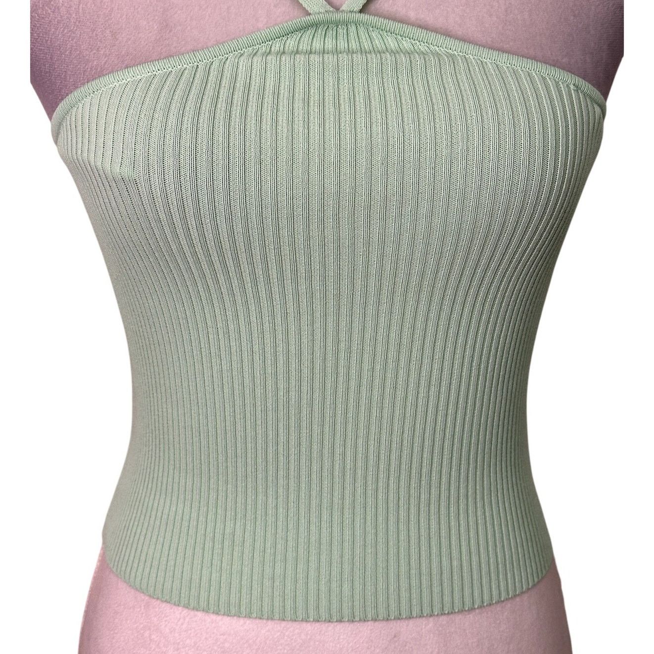 Other Vero Moda Top Helena Ribbed Cropped Halter Mint Green XS NWT Size XS / US 0-2 / IT 36-38 - 4 Thumbnail