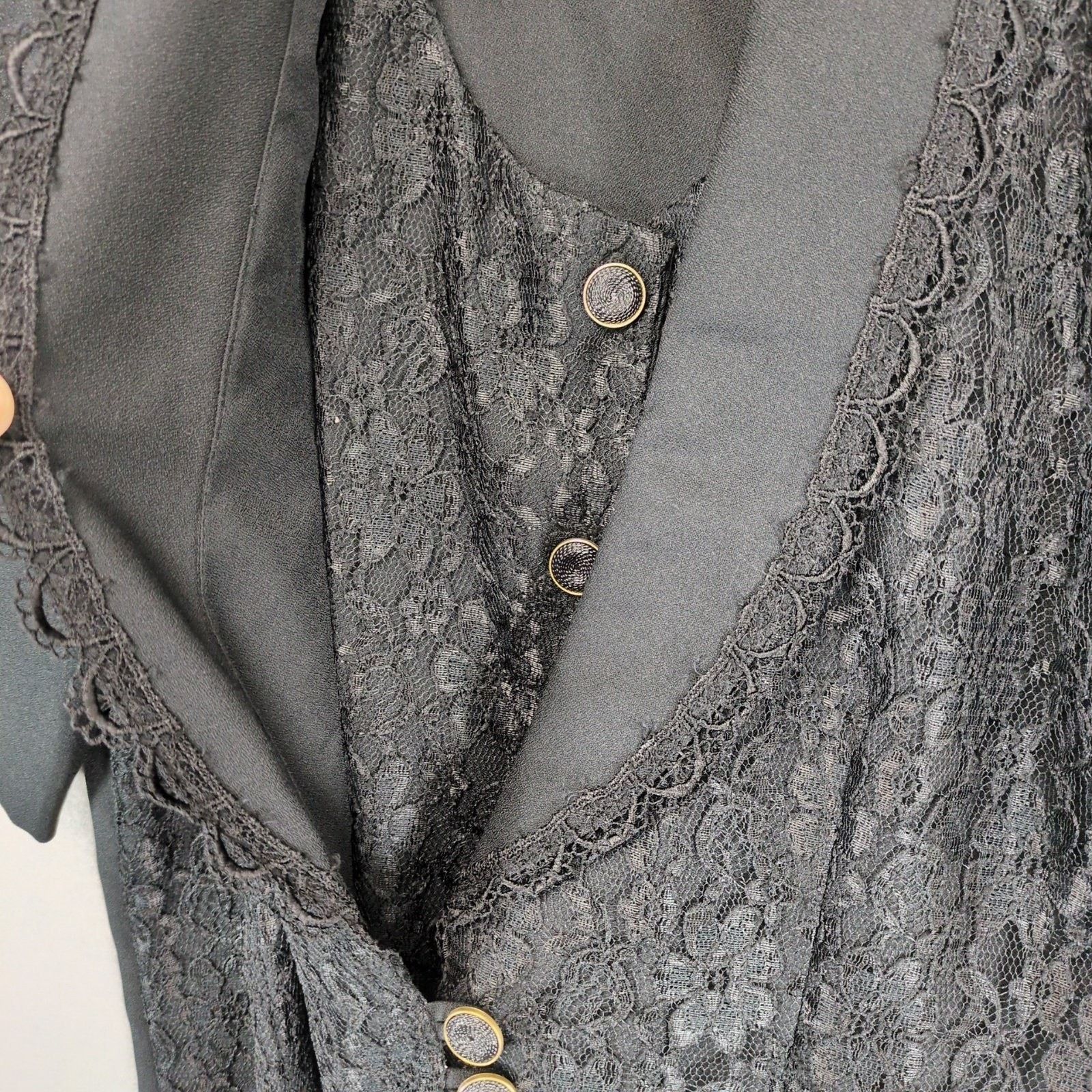 Vintage Vintage Beautiful U Women's M Black Floral Lace Blouse Top Size M / US 6-8 / IT 42-44 - 6 Thumbnail
