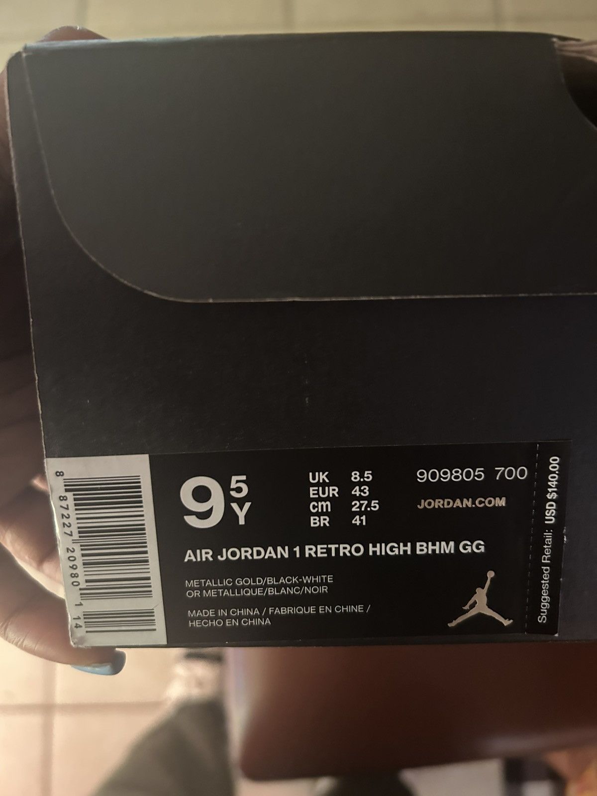 Designer Air Jordan 1 Retro High BHM GG Size US 9.5 / EU 42-43 - 9 Thumbnail