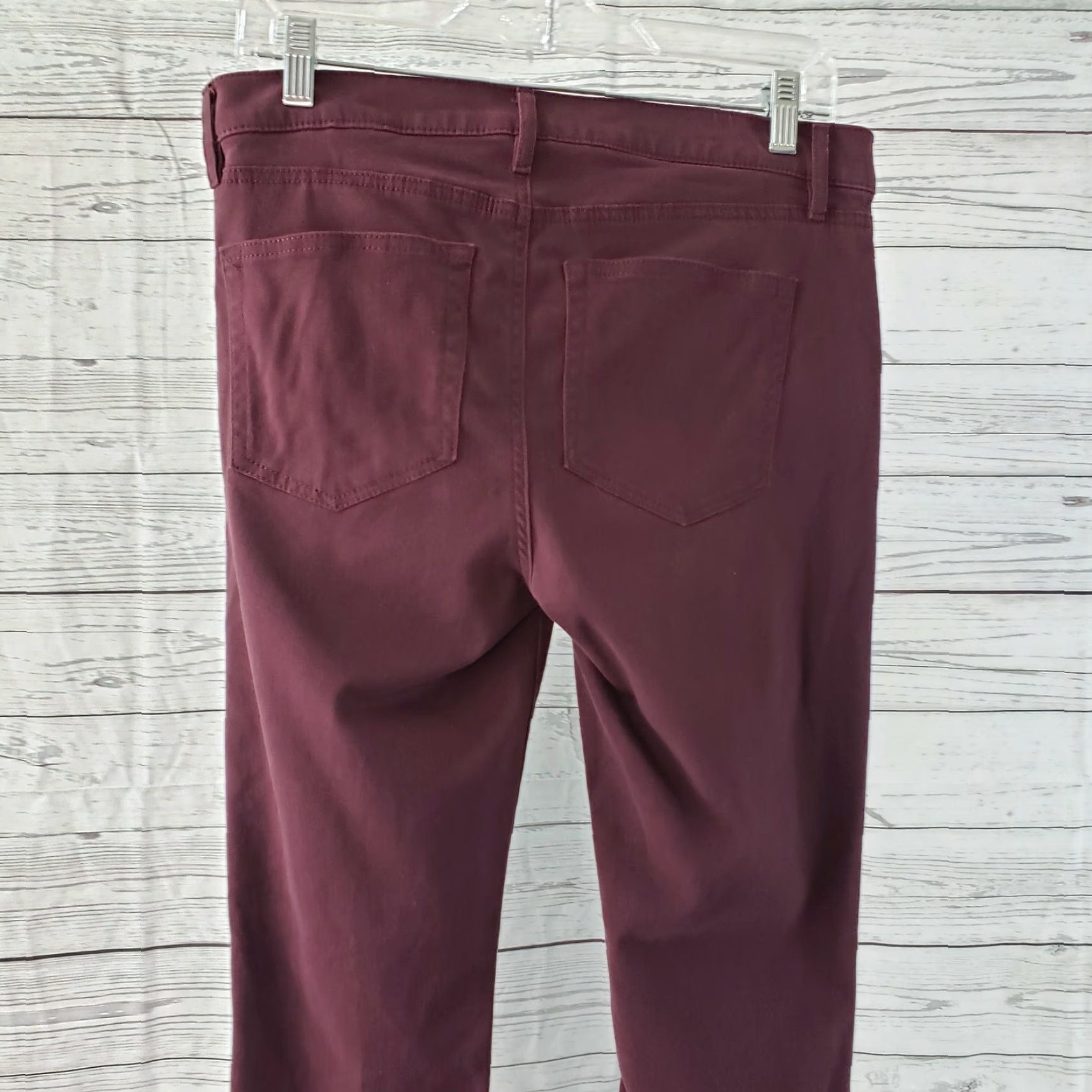 Ann Taylor VINTAGE Ann Taylor LOFT Womens Cropped Skinny Pants Sz 6 Maroon Mid Rise Cotton Blend Size 28" / US 6 / IT 42 - 4 Thumbnail