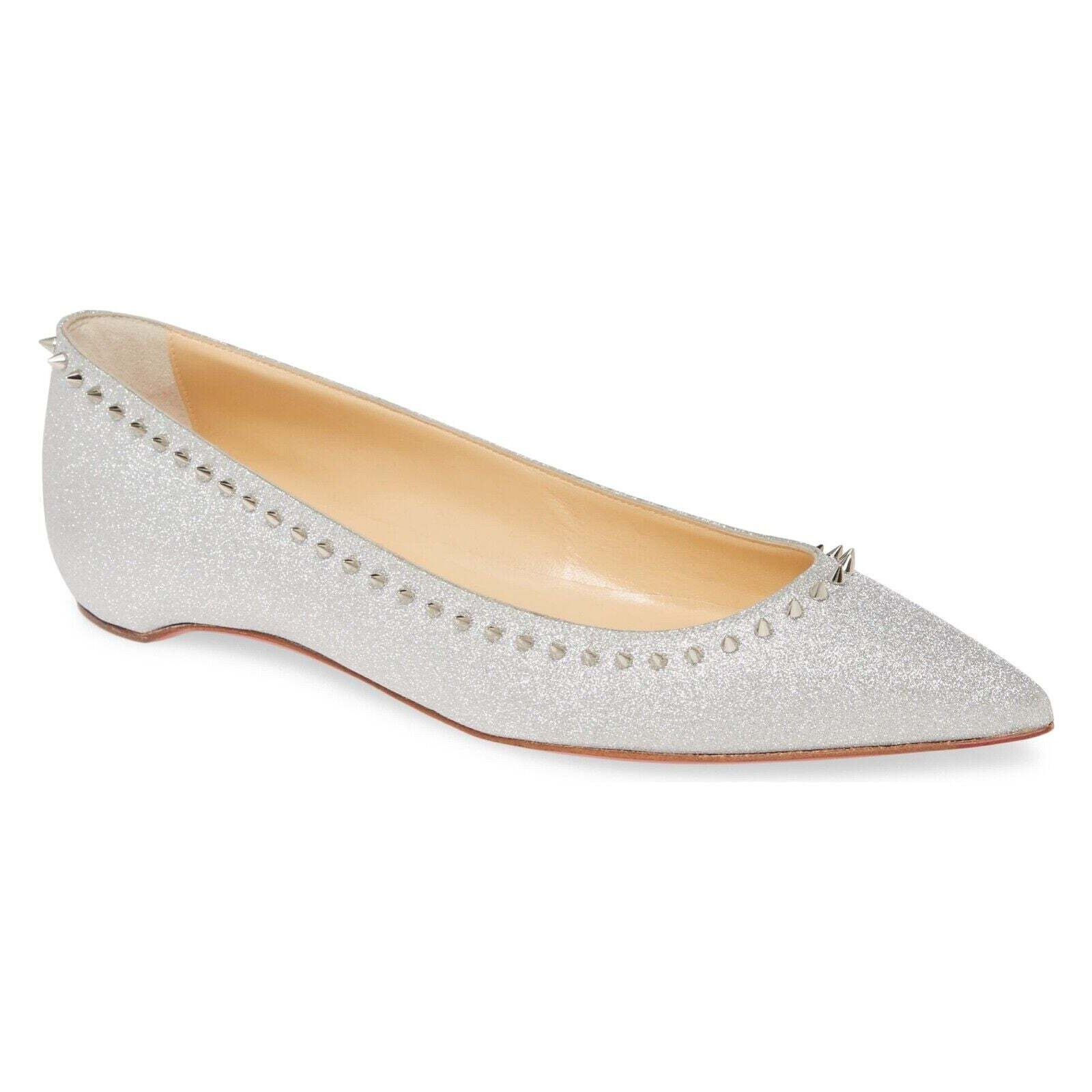 Christian Louboutin Christian Louboutin Anjalina Flat Silver Glitter Pointed Size US 7.5 / IT 37.5 - 1 Thumbnail