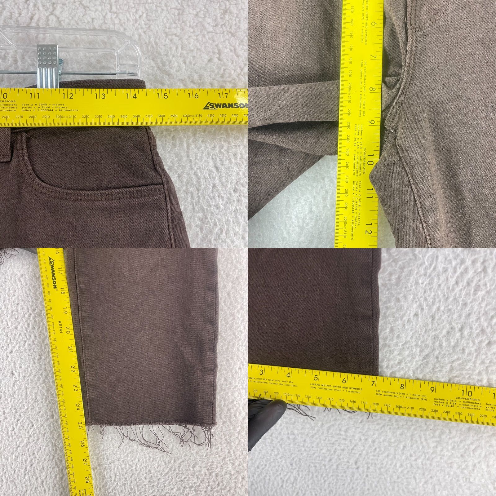 L'AGENCE L'Agence Sada Jeans Womens Size 25 Brown Denim High-Rise Cropped Slim Frayed Hem Jeans Size 42" / US 20 - 8 Thumbnail