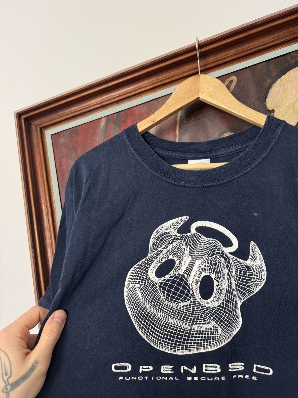 Microsoft Vintage 90s OpenBSD Free Functional Secure T-Shirt Rare Size US L / EU 52-54 / 3 - 2 Thumbnail