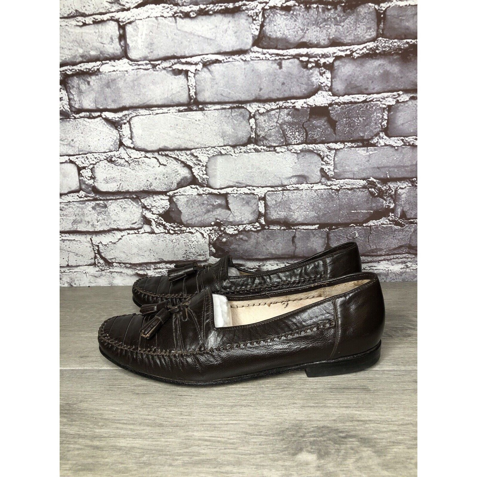Other Andre Verger Brown Leather Tassel Loafers Handsewn Shoes Men Size US 8 / EU 41 - 19 Thumbnail