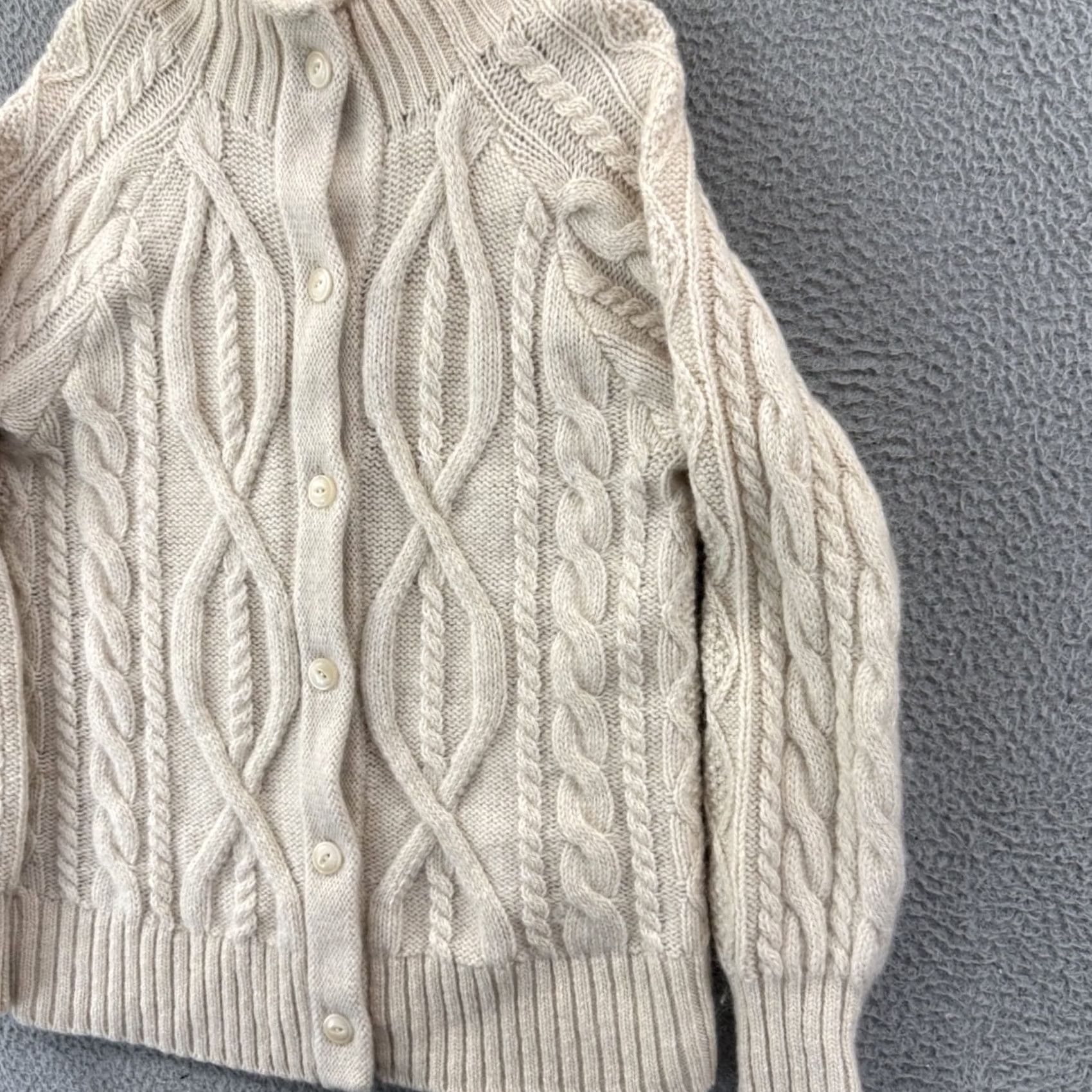 Vintage VINTAGE LL Bean Sweater Womens Medium Petite Ivory Mock Neck Wool Alpaca Cardigan Preppy Size M / US 6-8 / IT 42-44 - 5 Thumbnail