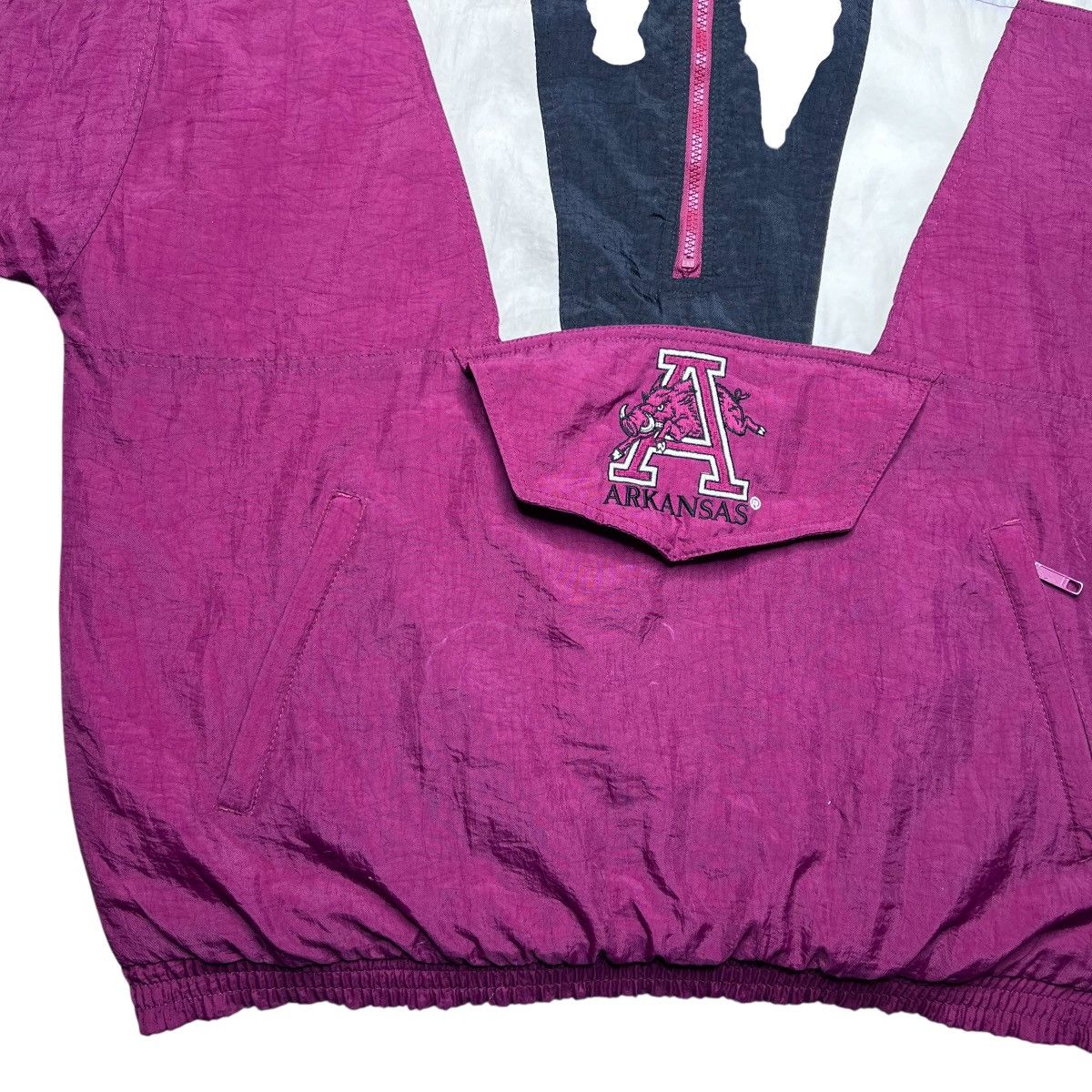 Starter 90s NCAA Arkansas Razorbacks Starter 1/2 Zip Hooded Jacket Size US XL / EU 56 / 4 - 8 Thumbnail