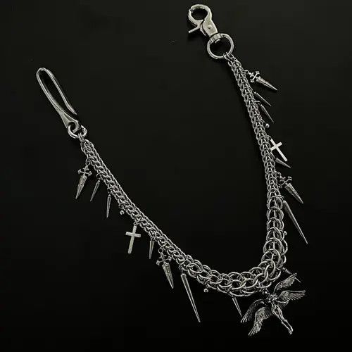 Jewelry 384Gothic Silver Wallet Chain Size ONE SIZE - 1 Thumbnail