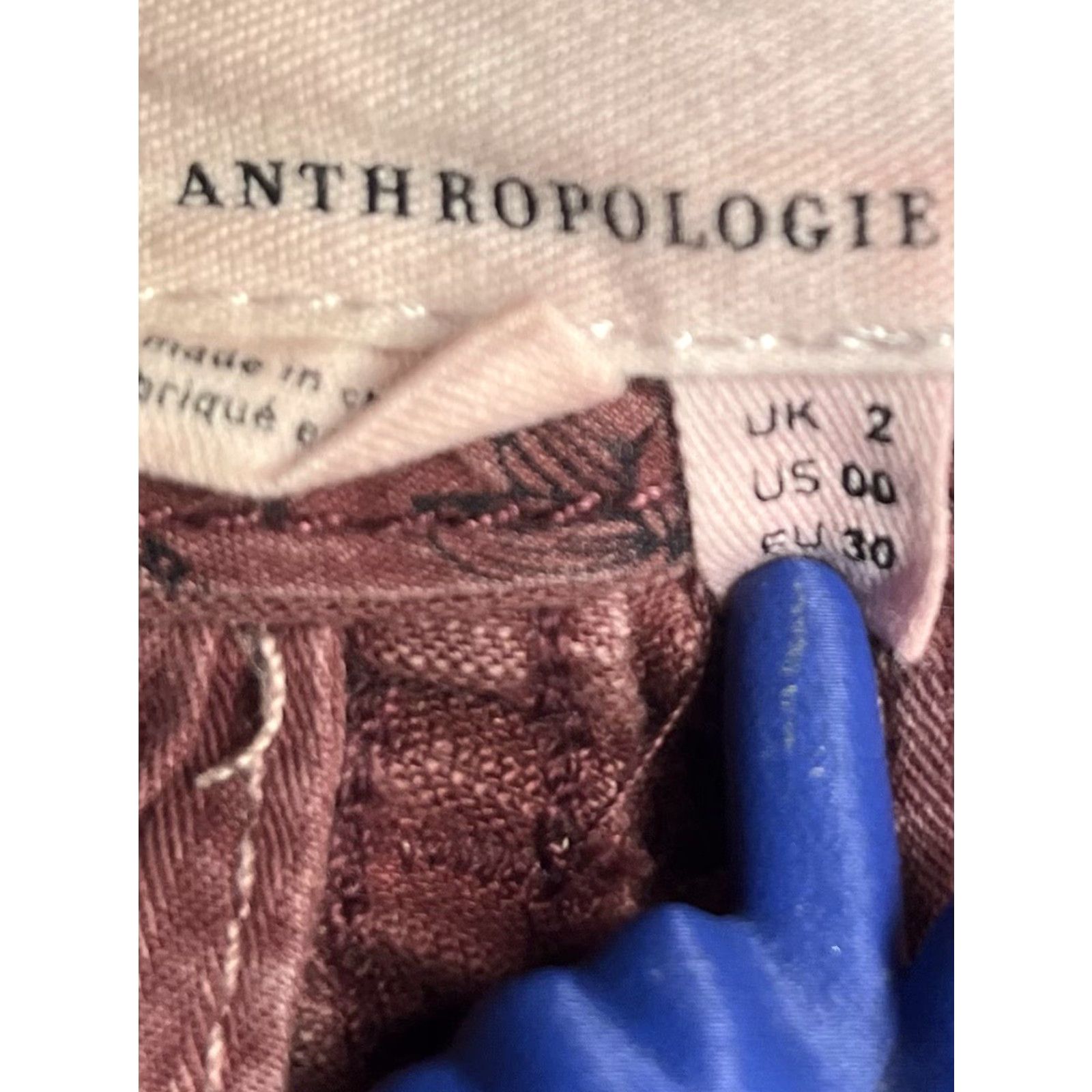 Vintage Anthropologie Pilcro Demilune Boot Utility Flare Pants Plum 00 Women Size 24" / US 00 / IT 34 - 7 Thumbnail