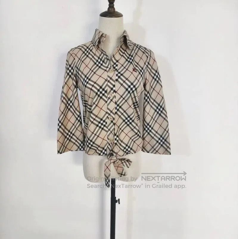 Burberry Women's Khaki Cotton Check Shirt.
