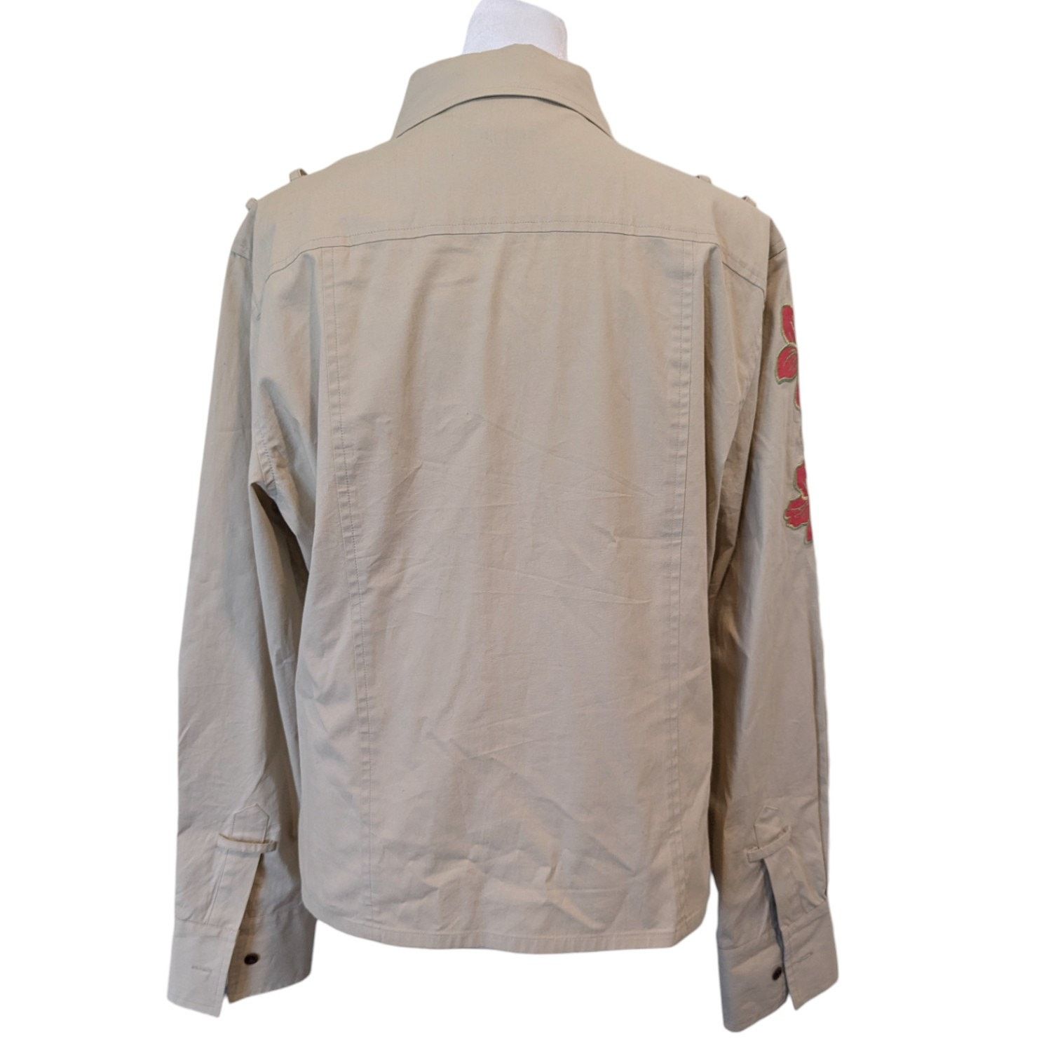 Other Garnet Hill Embroidered Flower Khaki Utility Button Up Size XL / US 12-14 / IT 48-50 - 3 Thumbnail