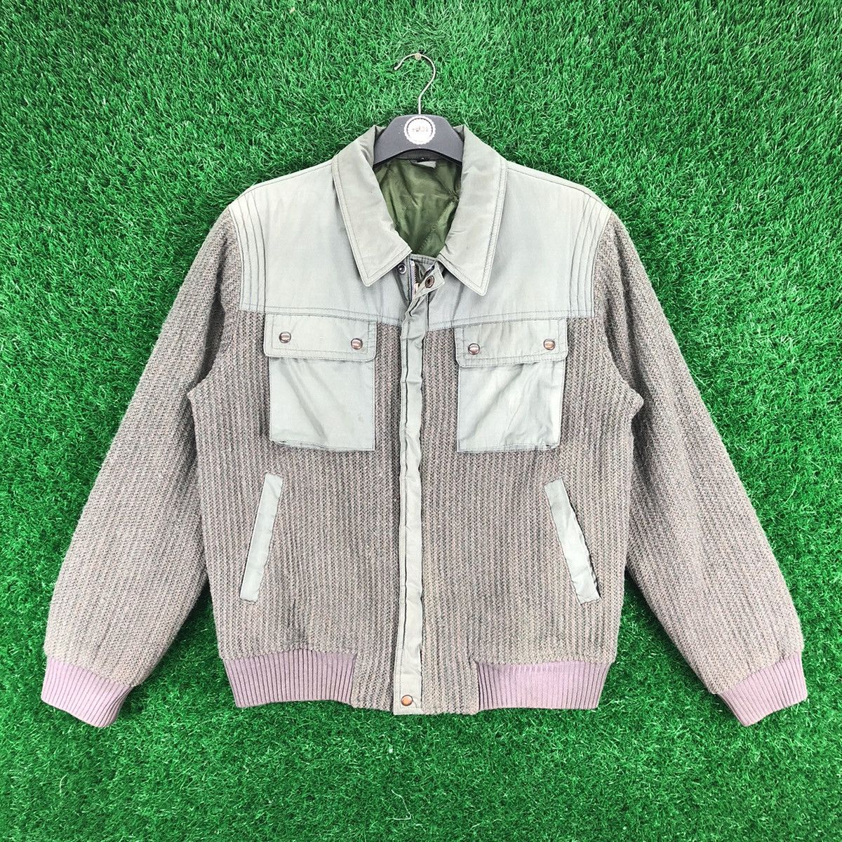 Japanese Brand Vintage 80's Wool Knit Zipper Jacket Workwear Size US S / EU 44-46 / 1 - 1 Thumbnail