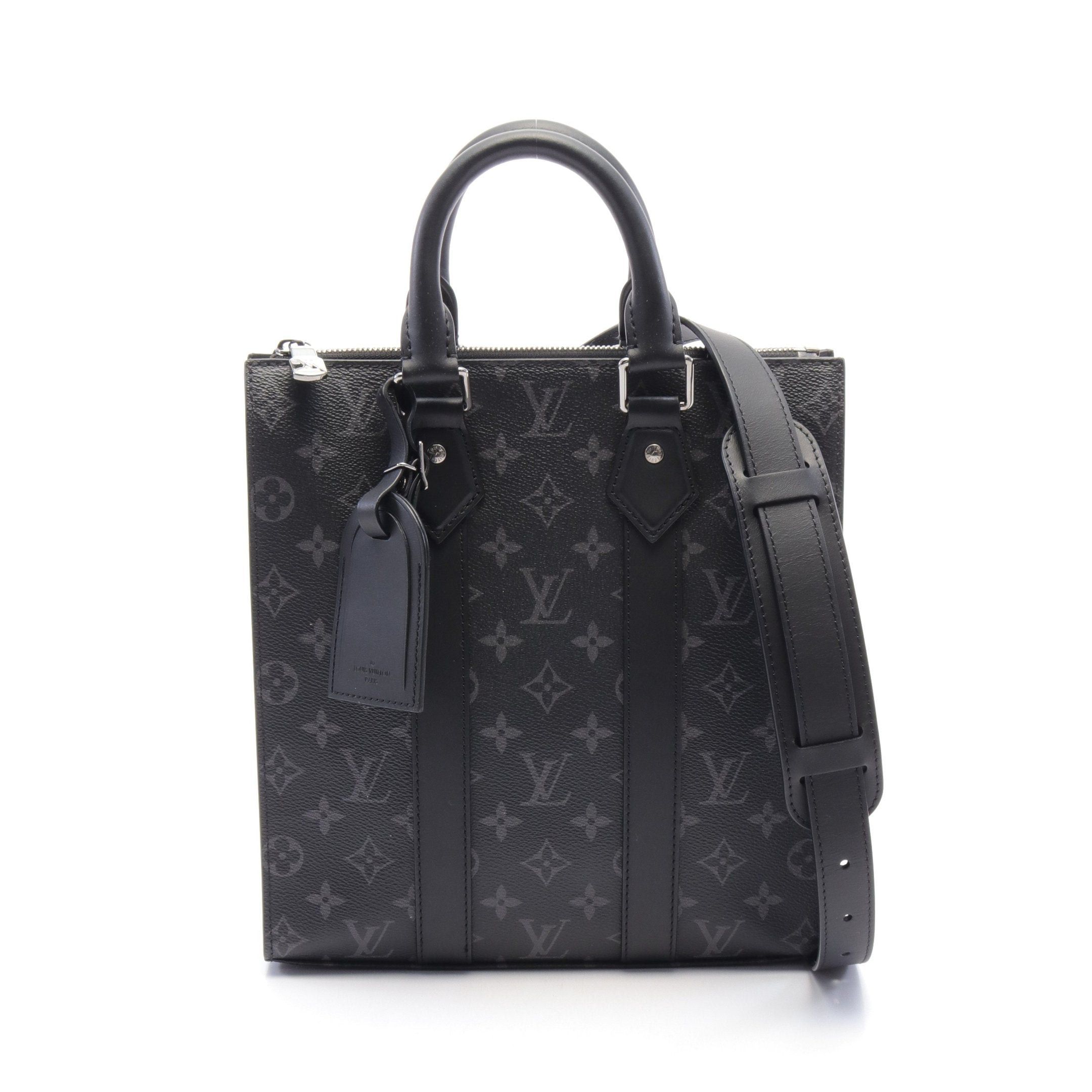 Louis Vuitton Louis Vuitton Sac Plat Cloth Monogram Eclipse Handbag Leather Black Size ONE SIZE - 1 Thumbnail