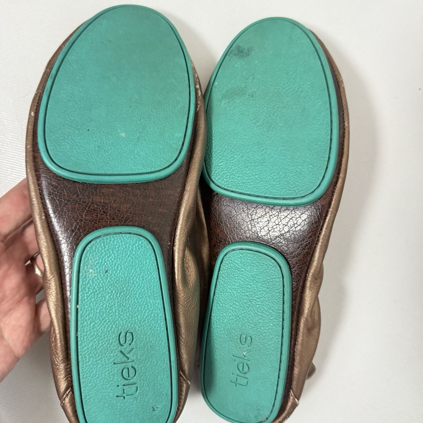 Other Tieks By Gavrieli Metallic Rose Bronze Italian Leather Flats Size US 8 / IT 38 - 10 Thumbnail
