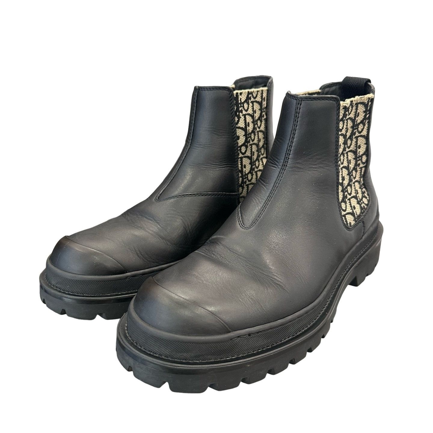 Size 42EU/9US - Dior Oblique Chelsea Boots Christian Dior Oblique Jacquard Leather Lace-Up Boots  main image 4