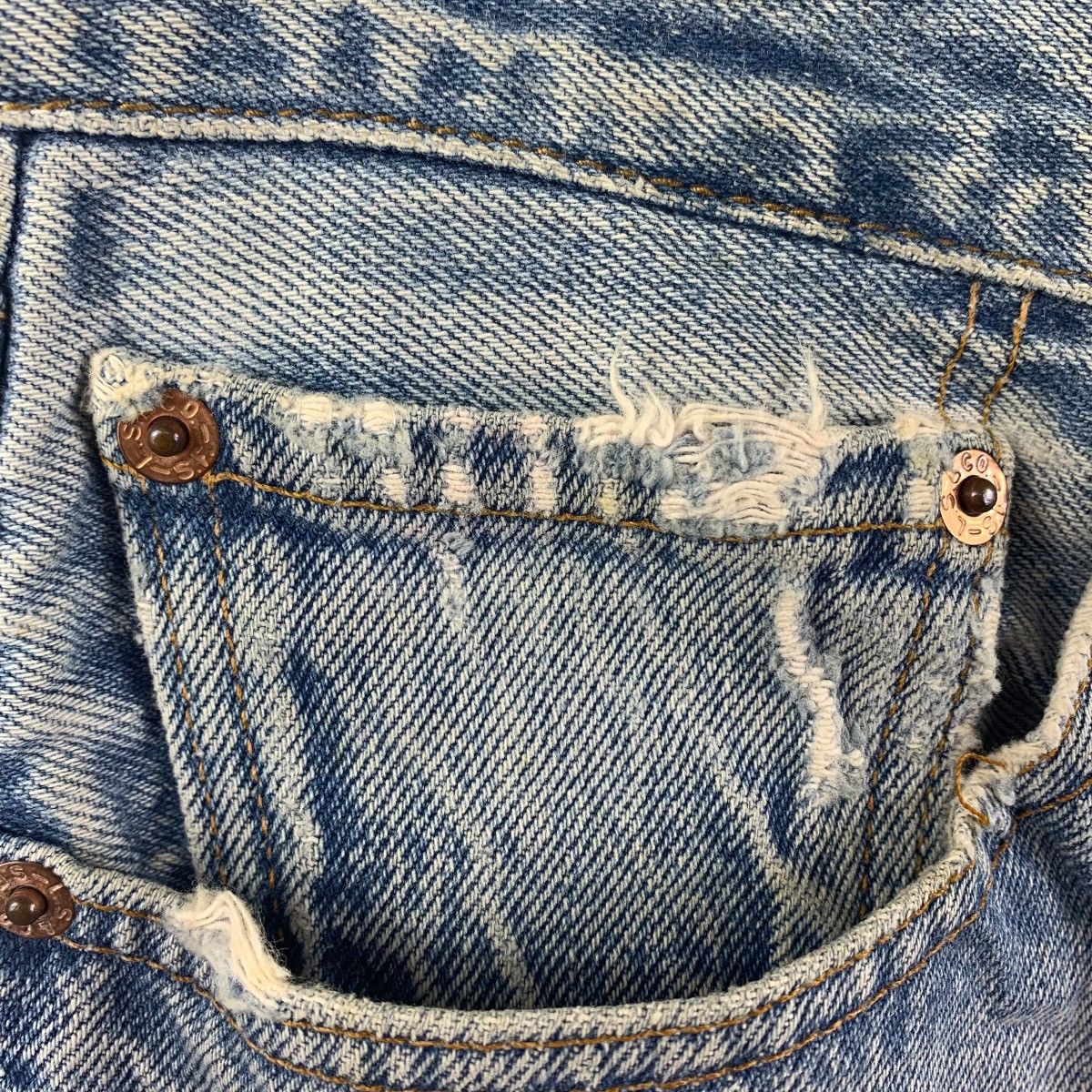 Levi's × Vintage Vintage LEVI’S lot501 distressed custom patchwork blue jeans Size US 32 / EU 48 - 7 Thumbnail