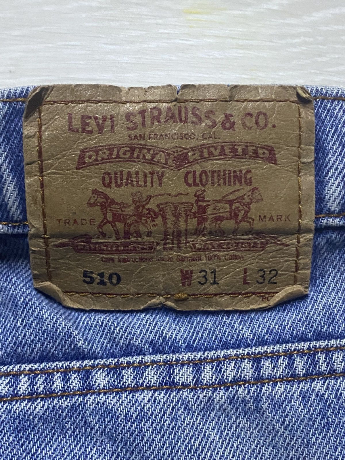 Levi's Vintage Levis 510 Light Wash Bleach Distressed Jeans Size US 30 / EU 46 - 14 Thumbnail