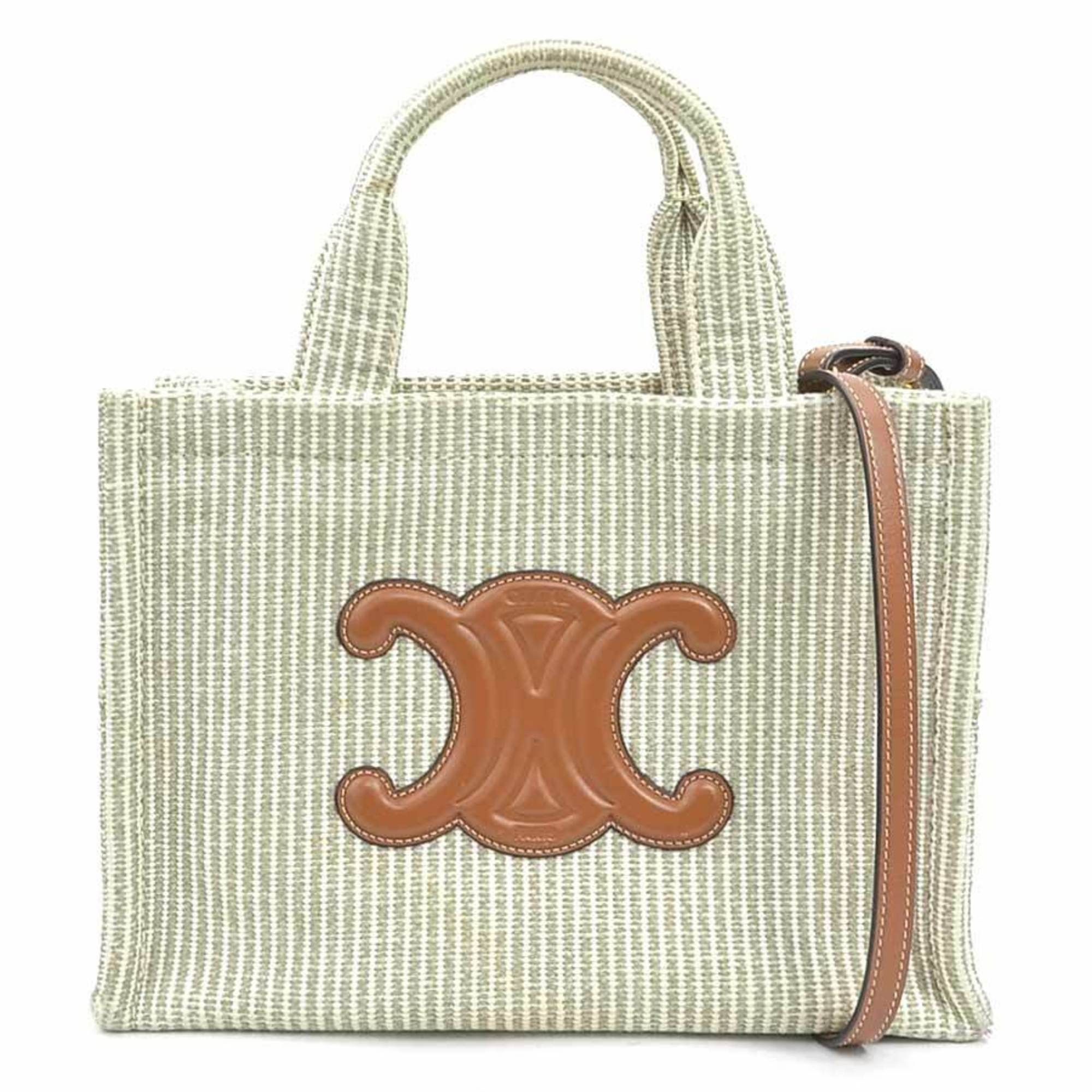 Celine Celine Small Cabas Thais Handbag Shoulder Bag in Brown and Beige Canvas/Leather, Women's, 90217g Size ONE SIZE - 1 Thumbnail