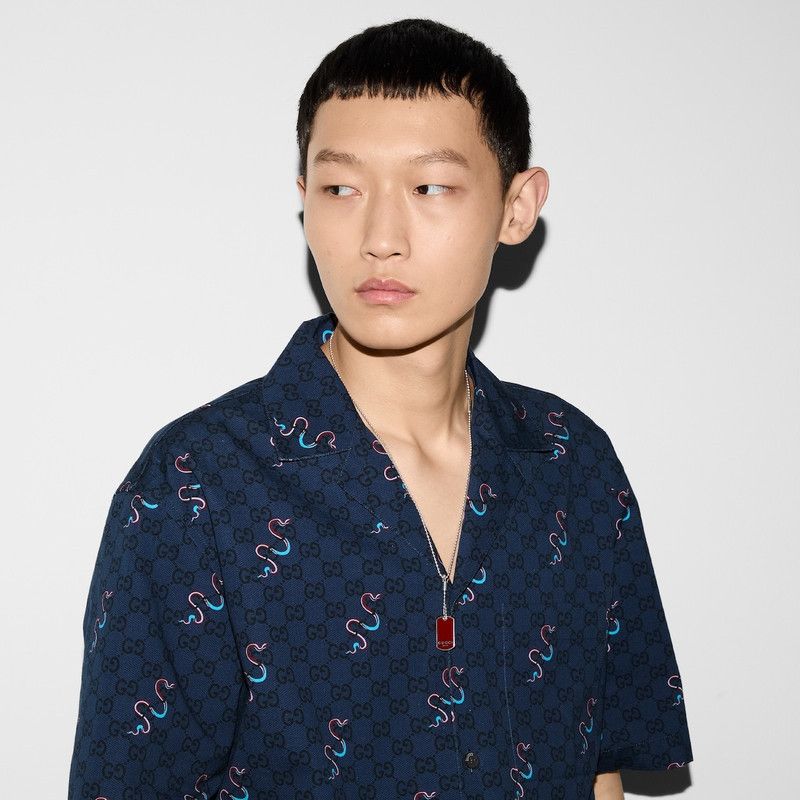 Gucci o1loc1c0226 794907 Printed Cotton Ripstop Shirt in Blue Size US S / EU 44-46 / 1 - 5 Thumbnail