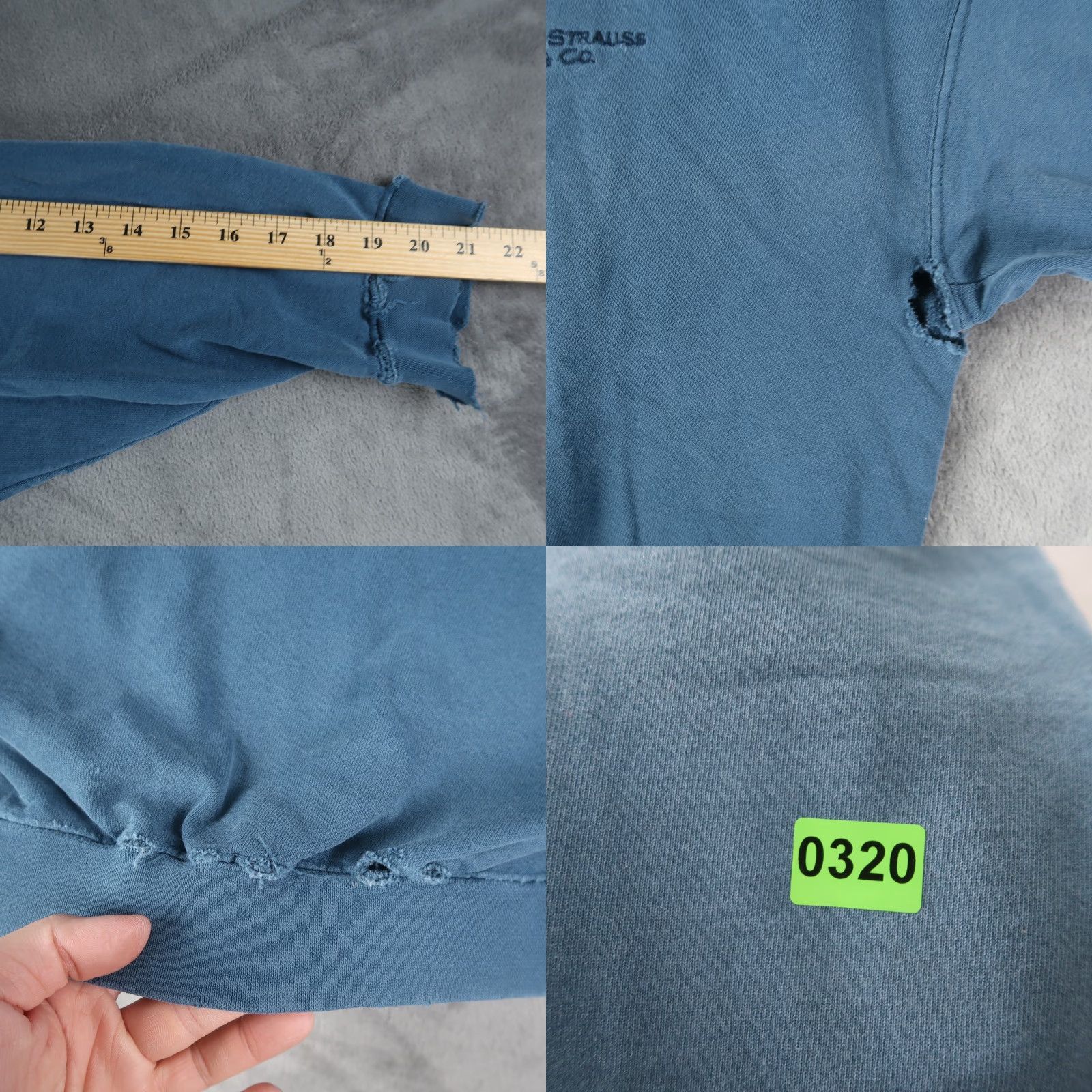 Levi's VINTAGE Levi’s Sweatshirt Shirt Mens L Blue 90s Grunge USA Thrashed Crew Neck Pullover Size US L / EU 52-54 / 3 - 9 Thumbnail