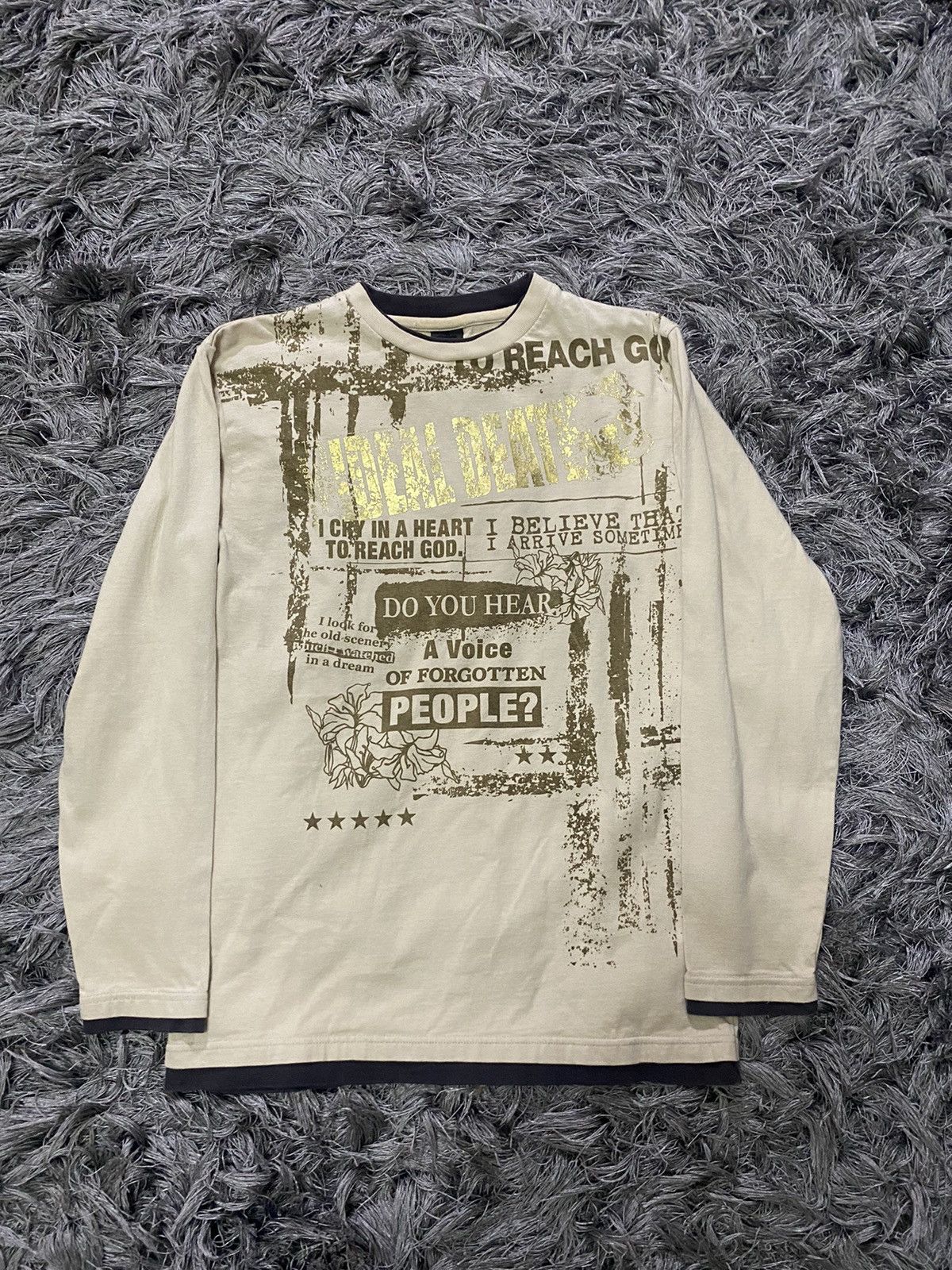 image of If Six Was Nine x Le Grande Bleu L G B Japanese Beaumere Poem Longsleeve Tee in Cream (Size Medium)