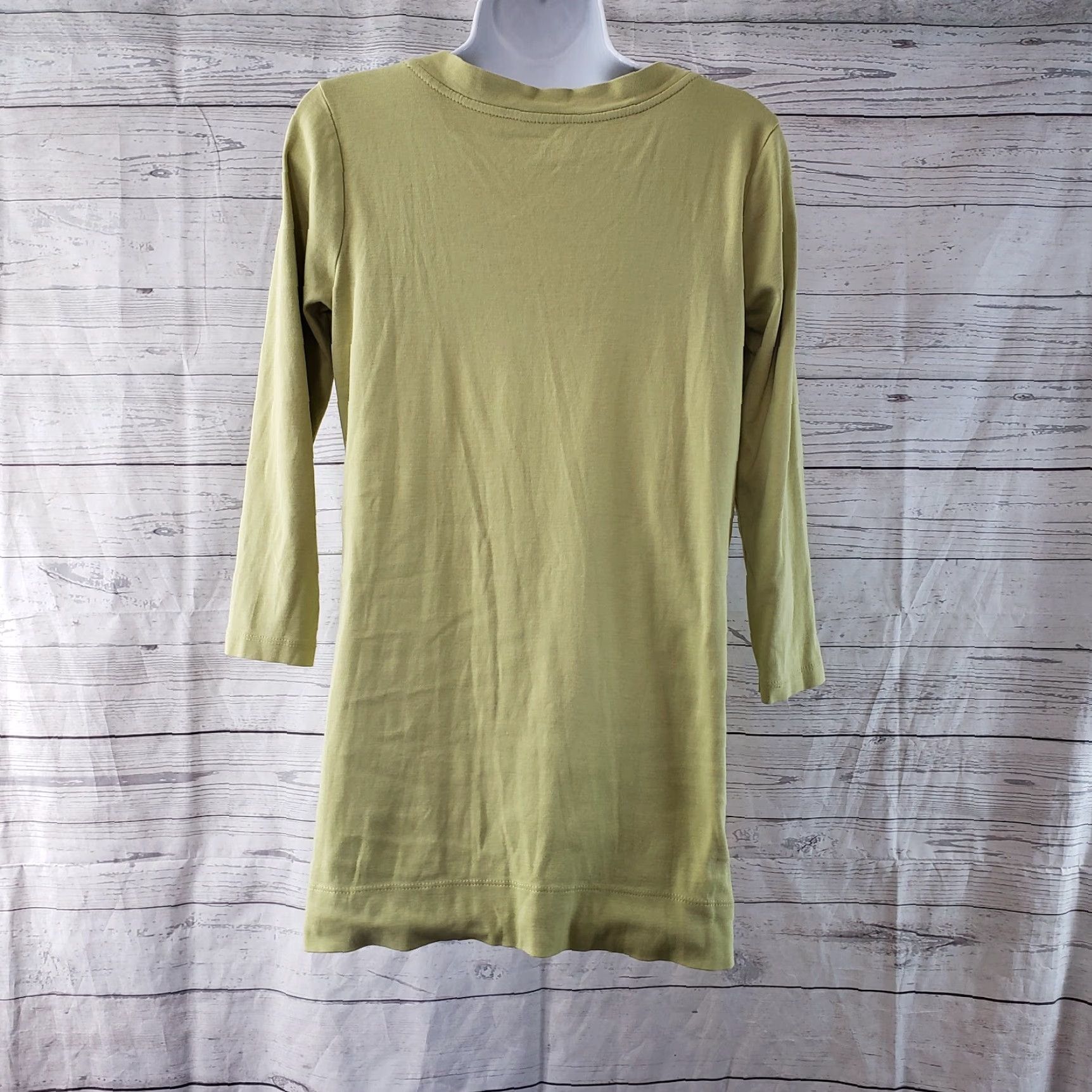 J. Jill J Jill Womens Tunic Top 3/4 Sleeve XS Green Cotton V-Neck T-Shirt Shirt Womens XS Green Tunic 100% Cotton Size XS / US 0-2 / IT 36-38 - 4 Thumbnail