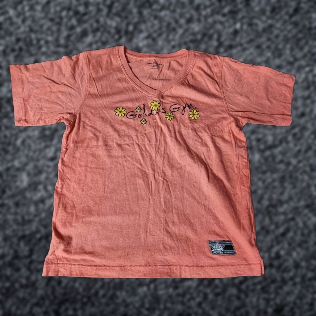 Vintage Womens XL Gold's Gym Flower V Neck T Shirt Bodybuilding Muscle Training Shirt Womens XL Orange T-Shirt Logo Pullover Short Sleeve Activewear Size XL / US 12-14 / IT 48-50 - 1 Thumbnail