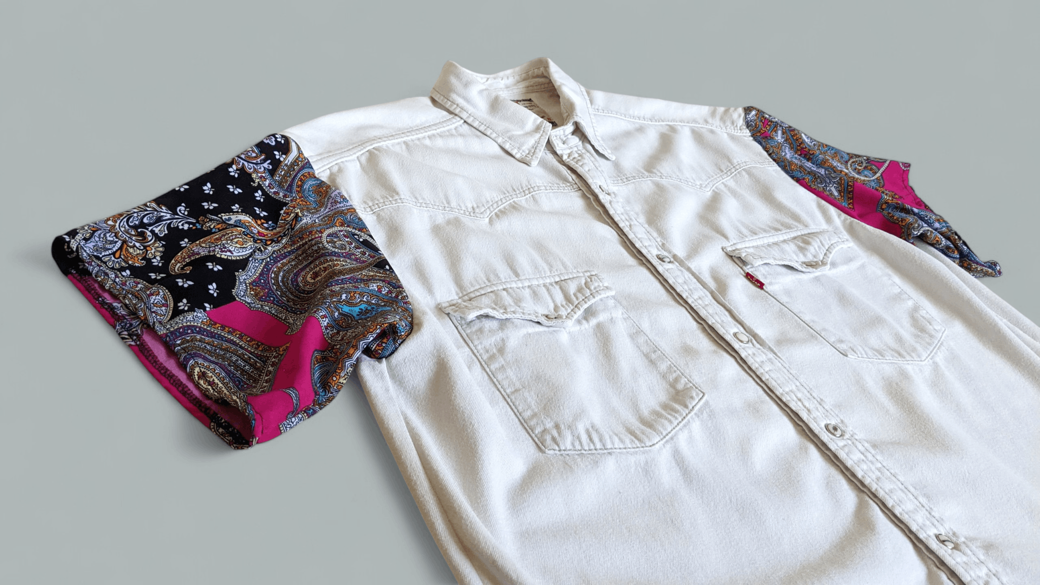 Levi's Vintage Clothing Rare Vintage 90s Levi’s Western Shirt - White Denim XL Size US XL / EU 56 / 4 - 6 Thumbnail
