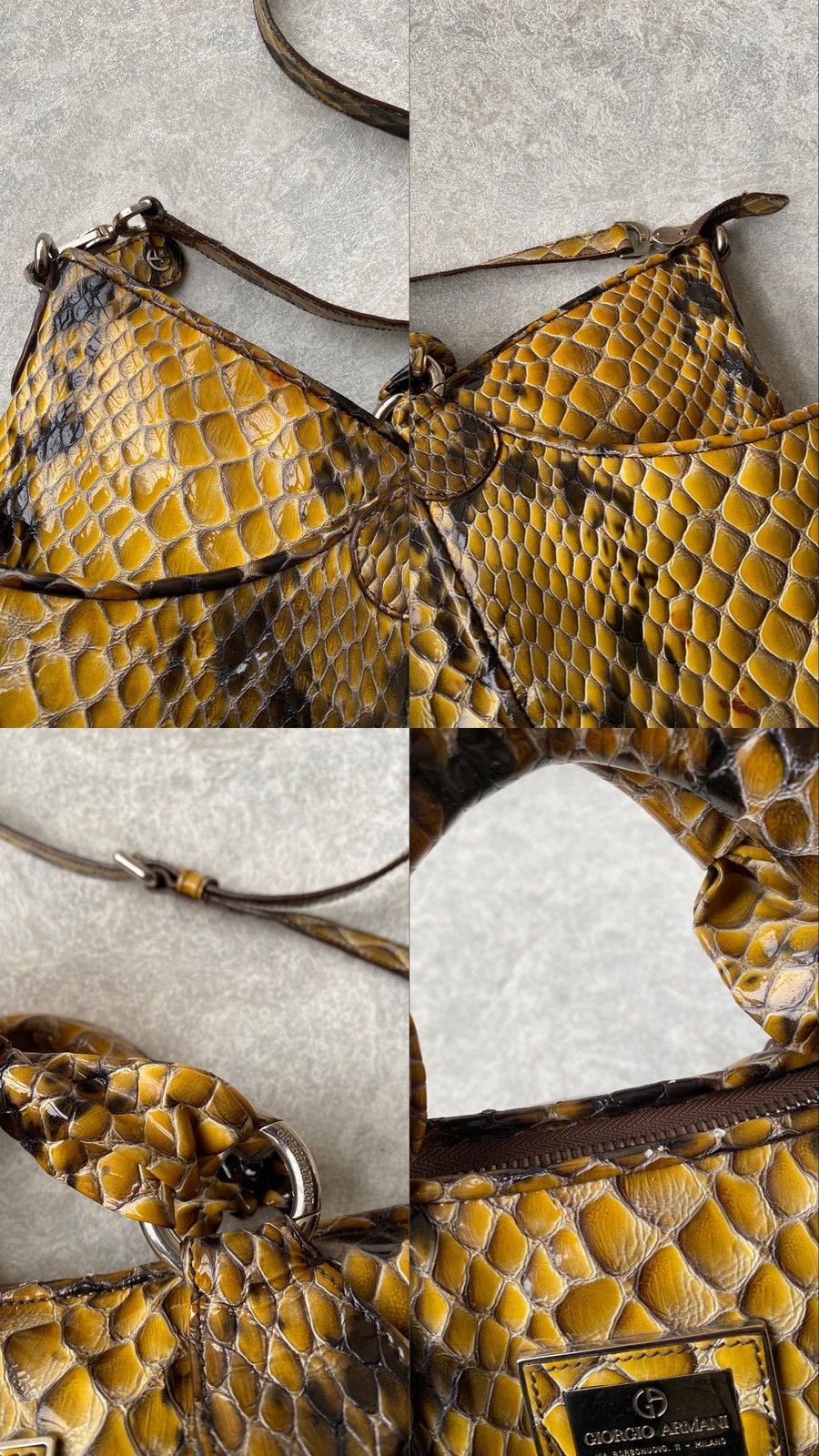 Giorgio Armani Giorgio Armani Python Style Calfskin Shoulder Travel Bag Size ONE SIZE - 11 Thumbnail