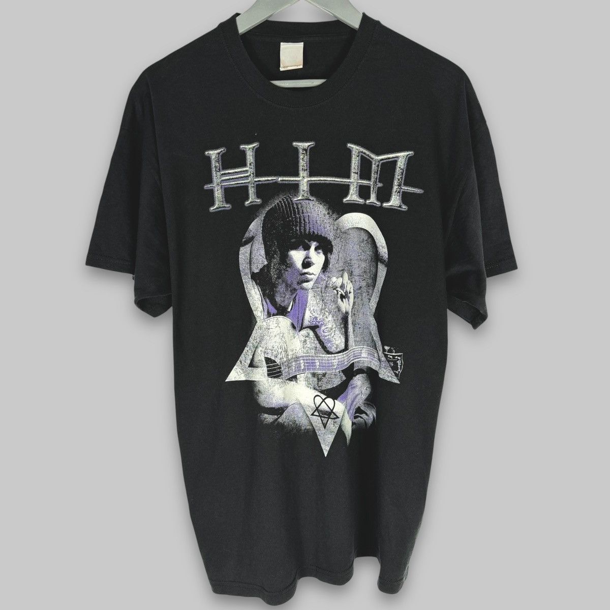 Band Tees Vintage Early 00s Him Band Rare Euro Metal T Shirt Size US XL / EU 56 / 4 - 1 Thumbnail