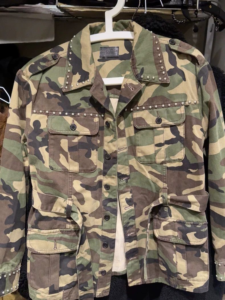 Saint Laurent Paris Saint Laurent Camouflage Studded Jacket Size US XS / EU 42 / 0 - 1 Thumbnail