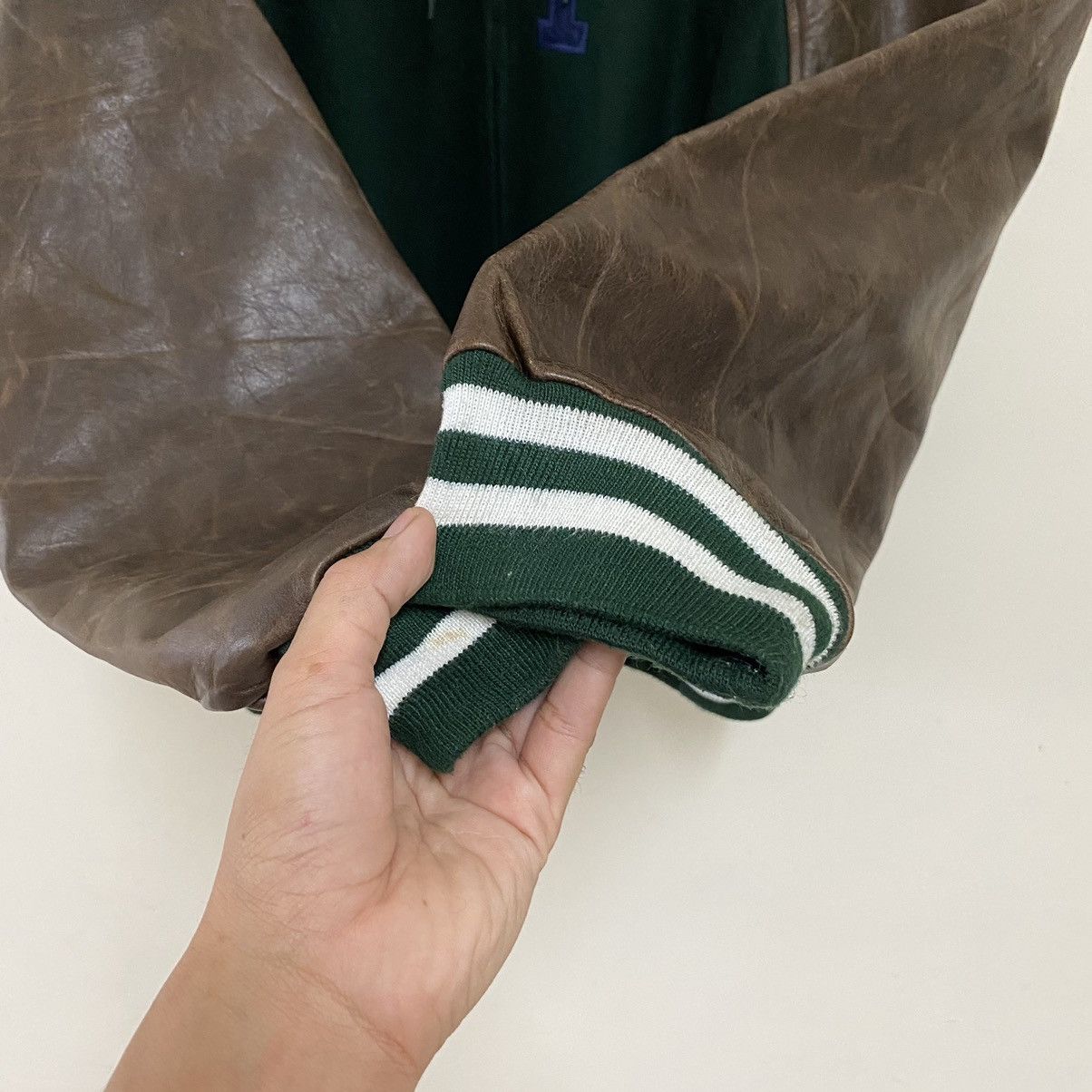 Polo Ralph Lauren VTG 90’s Polo Sport Hybrid Leather Patina Sleeve Jacket Size US L / EU 52-54 / 3 - 12 Thumbnail