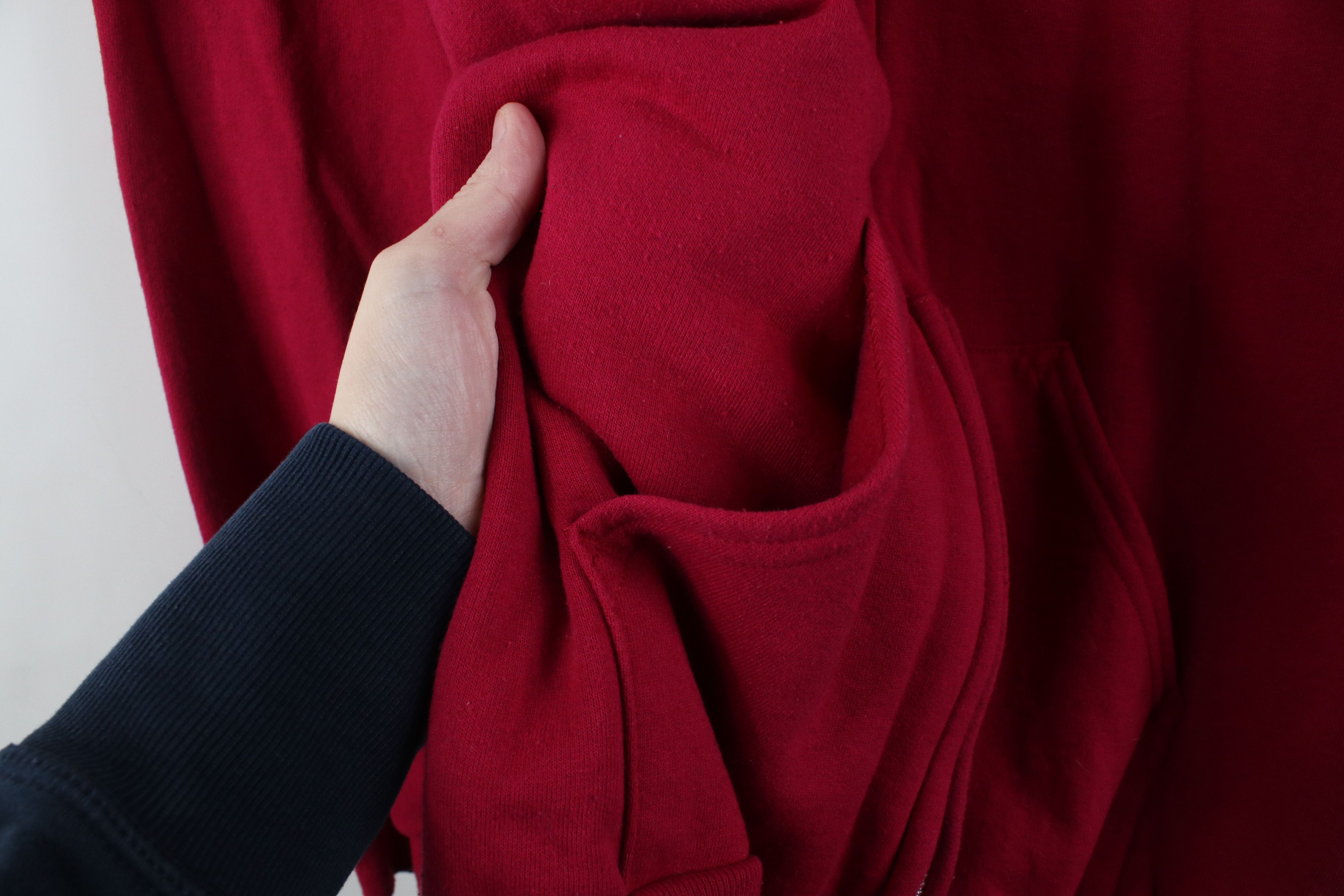 Vintage Vintage 90s Streetwear Blank Full Zip Hoodie Sweatshirt Red Size XXL / US 16-18 / IT 52-54 - 5 Thumbnail