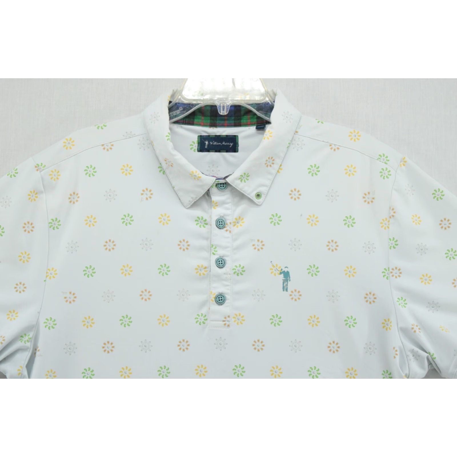 Vintage William Murray Golf Polo Shirt Mens L White Geometric 4 Button Polo Shirt Men L White Geometric Performance 4 Button Size US L / EU 52-54 / 3 - 3 Thumbnail