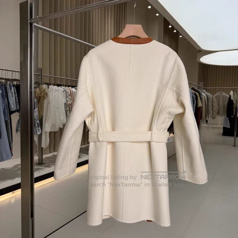 Hermes Hermes White Cashmere Classic Mid-length Coat Size XXS / US 00 / IT 34 - 2 Thumbnail