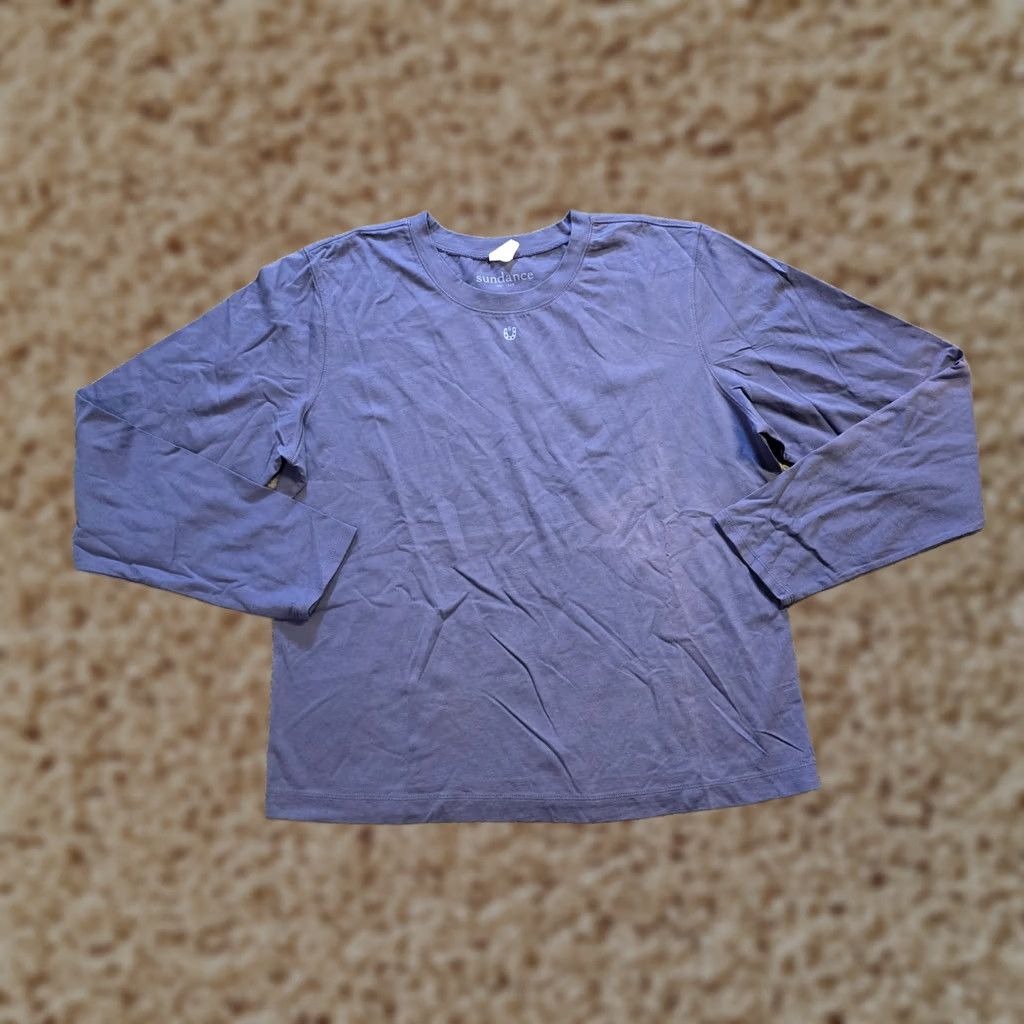 Vintage Sundance Top Women XL Blue Long Sleeve Crew Neck Horseshoe Equestrian Basic Shirt Size XL / US 12-14 / IT 48-50 - 1 Thumbnail