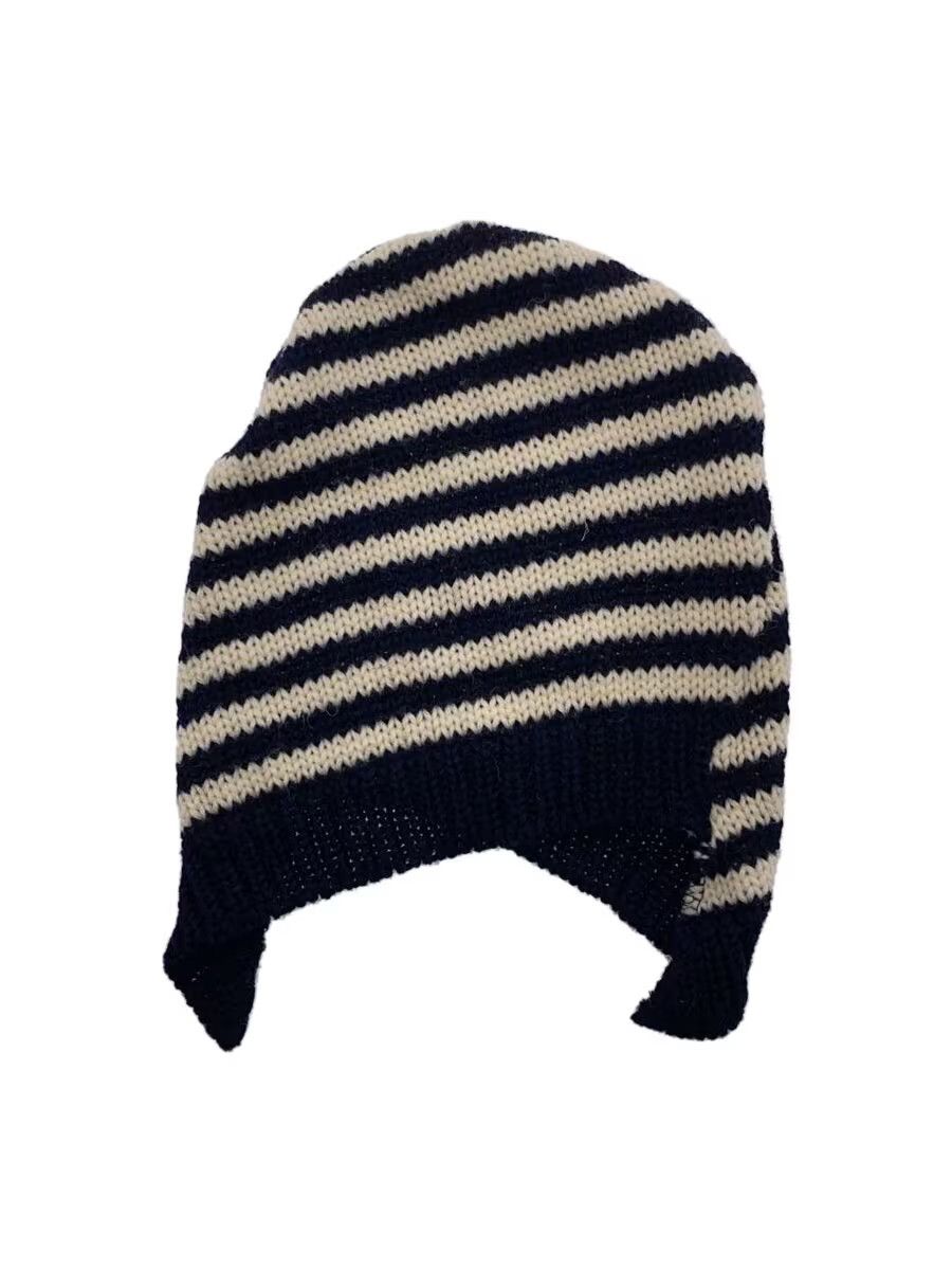 Pre-owned Comme Des Garçons Asymmetrical Striped Wool Knit Beanie