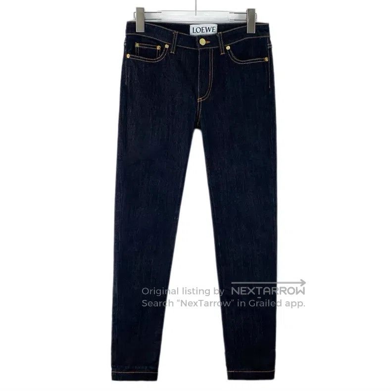 Loewe Loewe Dark Blue Logo Leather Patch Cotton Casual Denim Tro Size 25" / US 0 / IT 36 - 1 Thumbnail