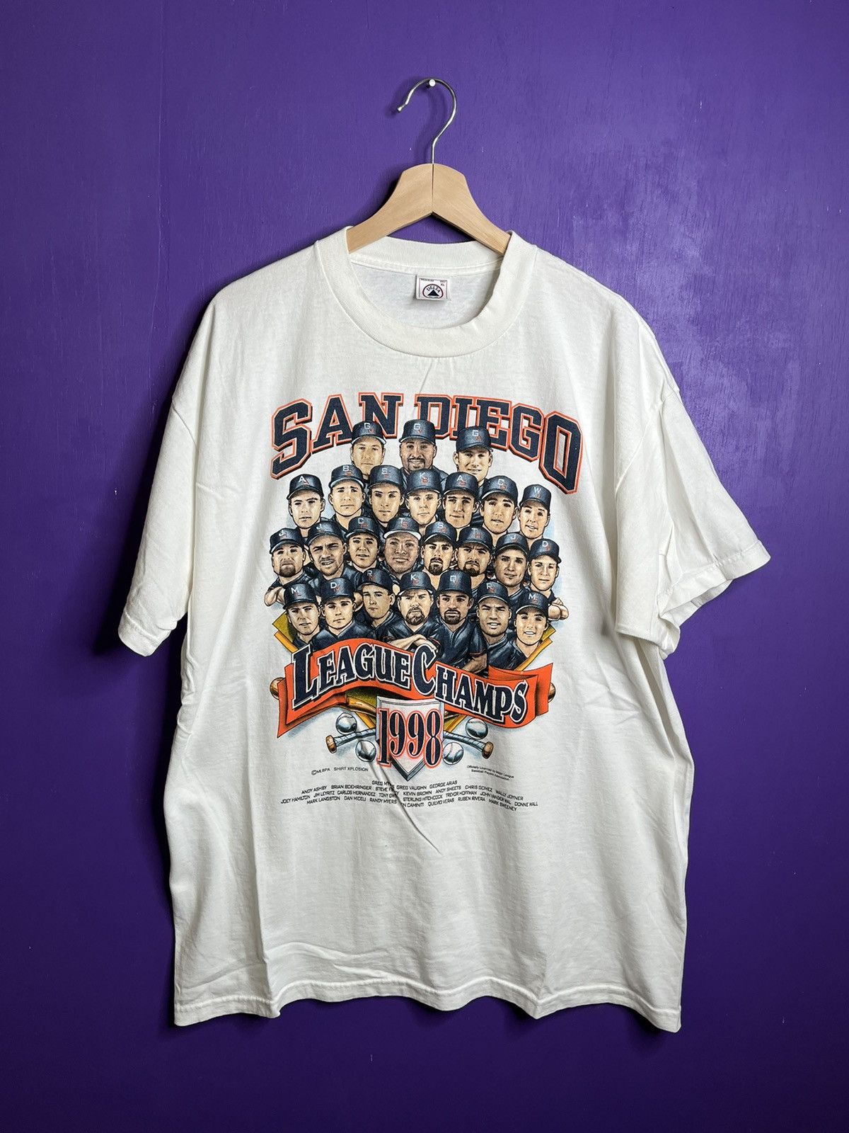 Vintage 1998 San Diego Padres NL Champs / World Series T-Shirt Sz