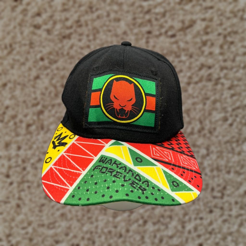 Vintage Marvel Black Panther Hat Cap Snap Back Adult One Size Red Size US 35 - 1 Thumbnail