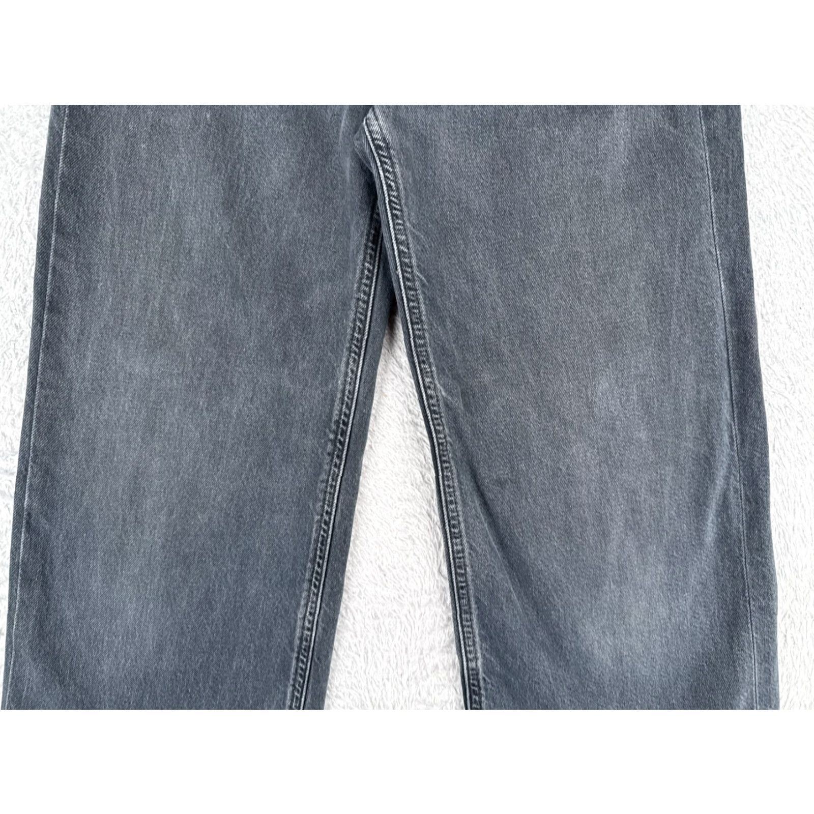 Asos ASOS Jeans Womens 30 Black Wide Leg High Rise Raw Hem Cotton 30x32 Denim Distressed 5-Pocket Womens Pants Jeans Regular Black ASOS Size 30" / US 8 / IT 44 - 3 Thumbnail