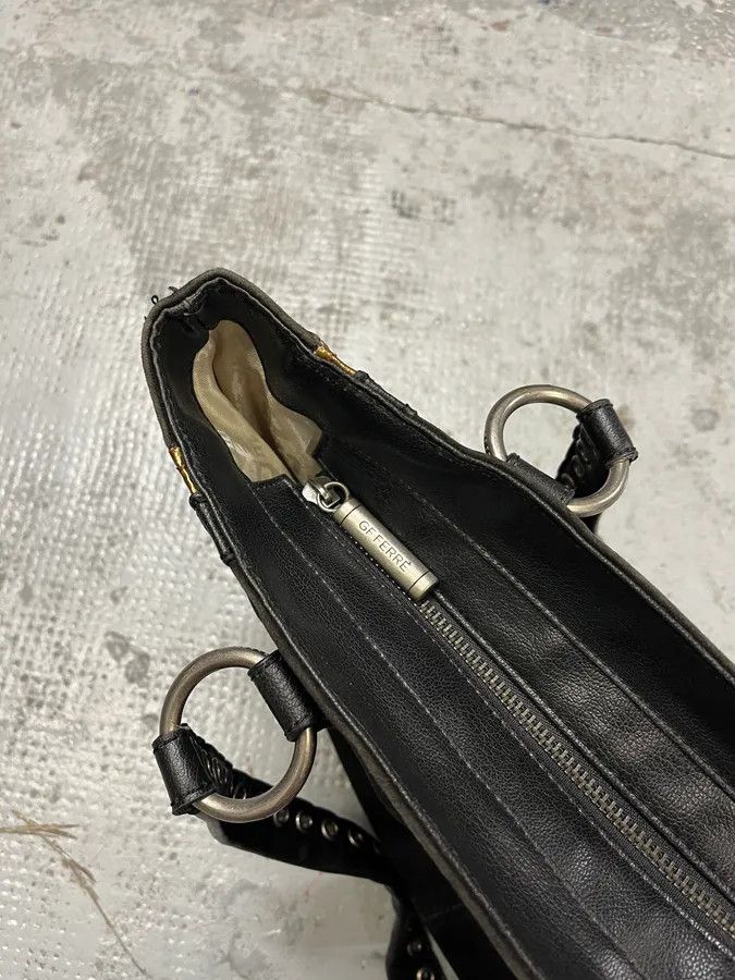 Gianfranco Ferre 2000s Gianfranco Ferre Black Suede Leather Eyeled Handle Bag Size ONE SIZE - 8 Thumbnail