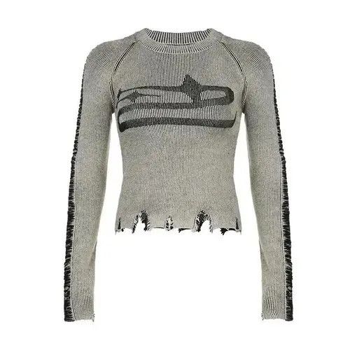 Japanese Brand Ripped Vintage Sweater Size ONE SIZE - 7 Thumbnail